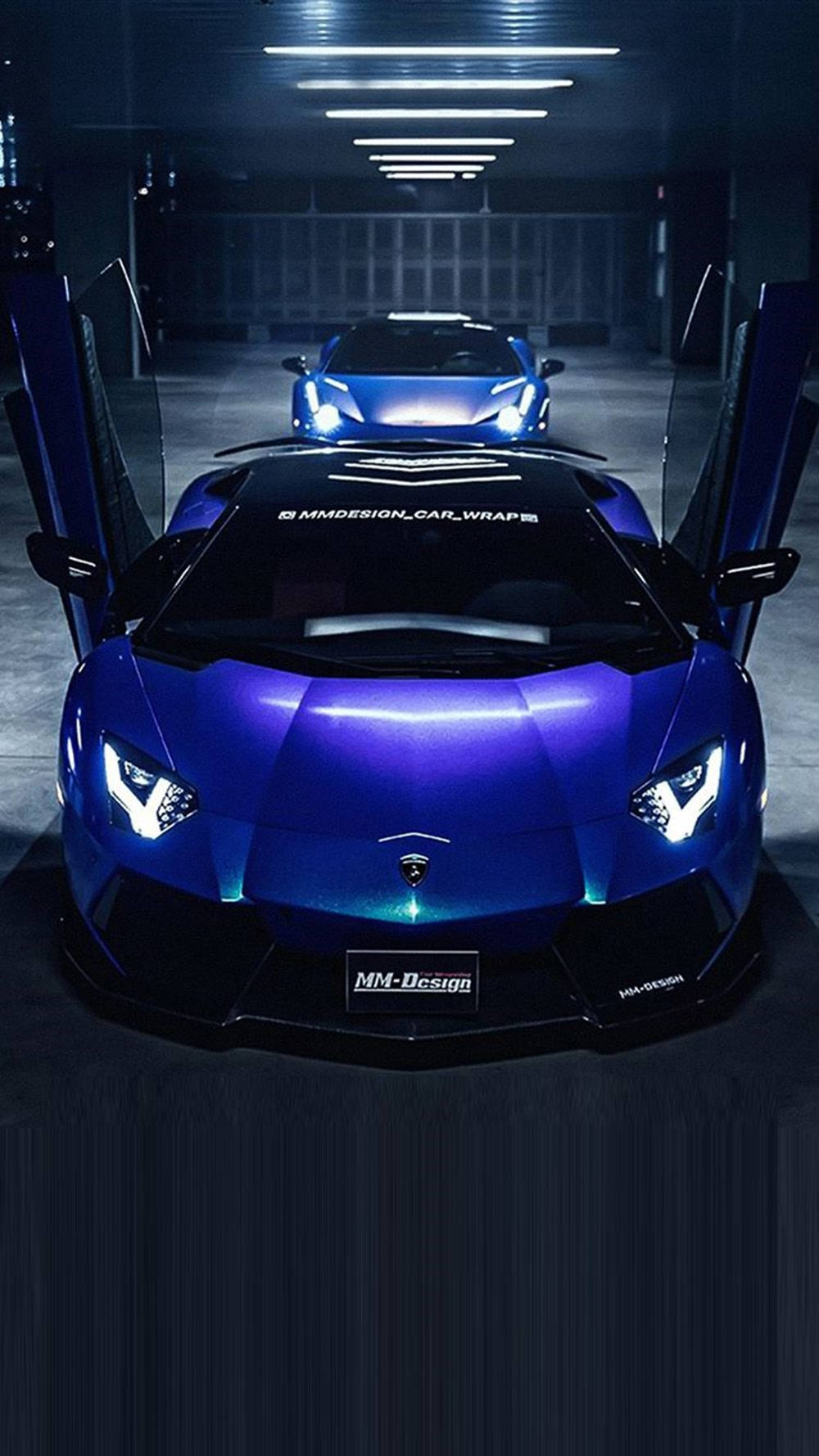 Lamborghini iPhone син естетик автомобили Тапет