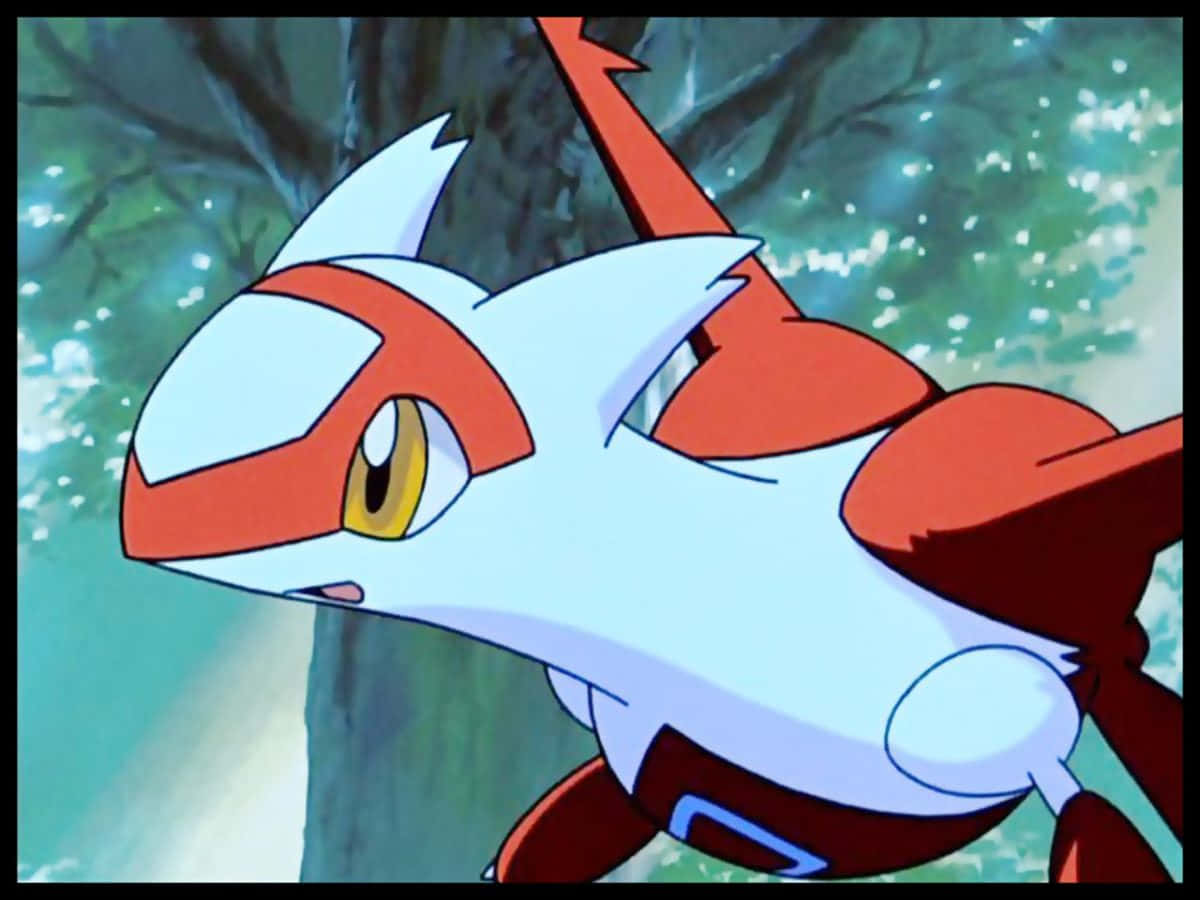 Latias с дърво на заден план Тапет