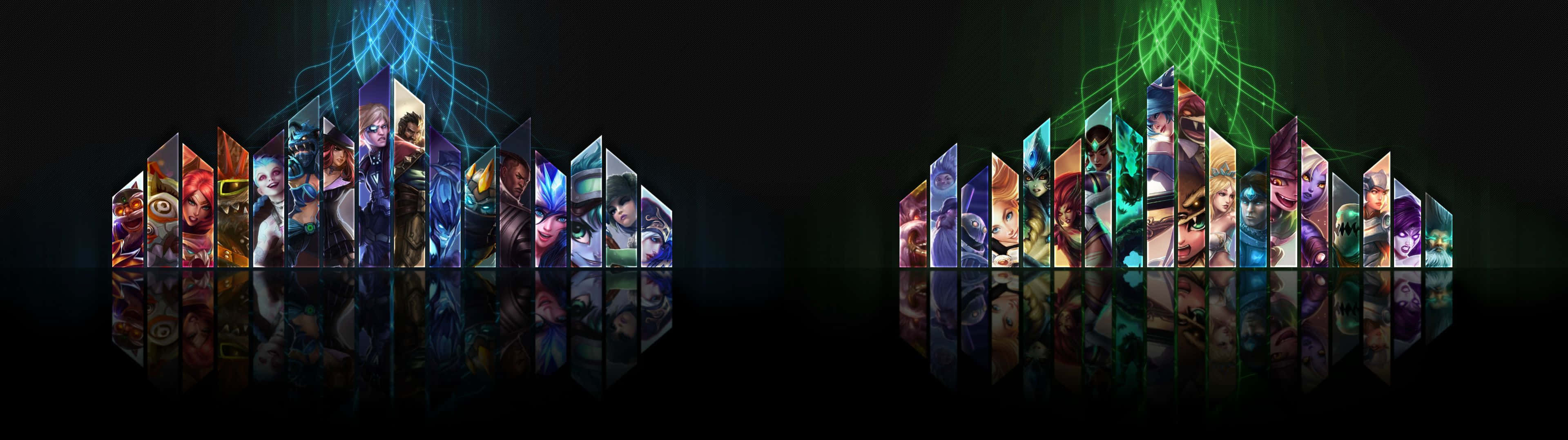 Отключете епични приключения в League Of Legends: Dual Screen Тапет