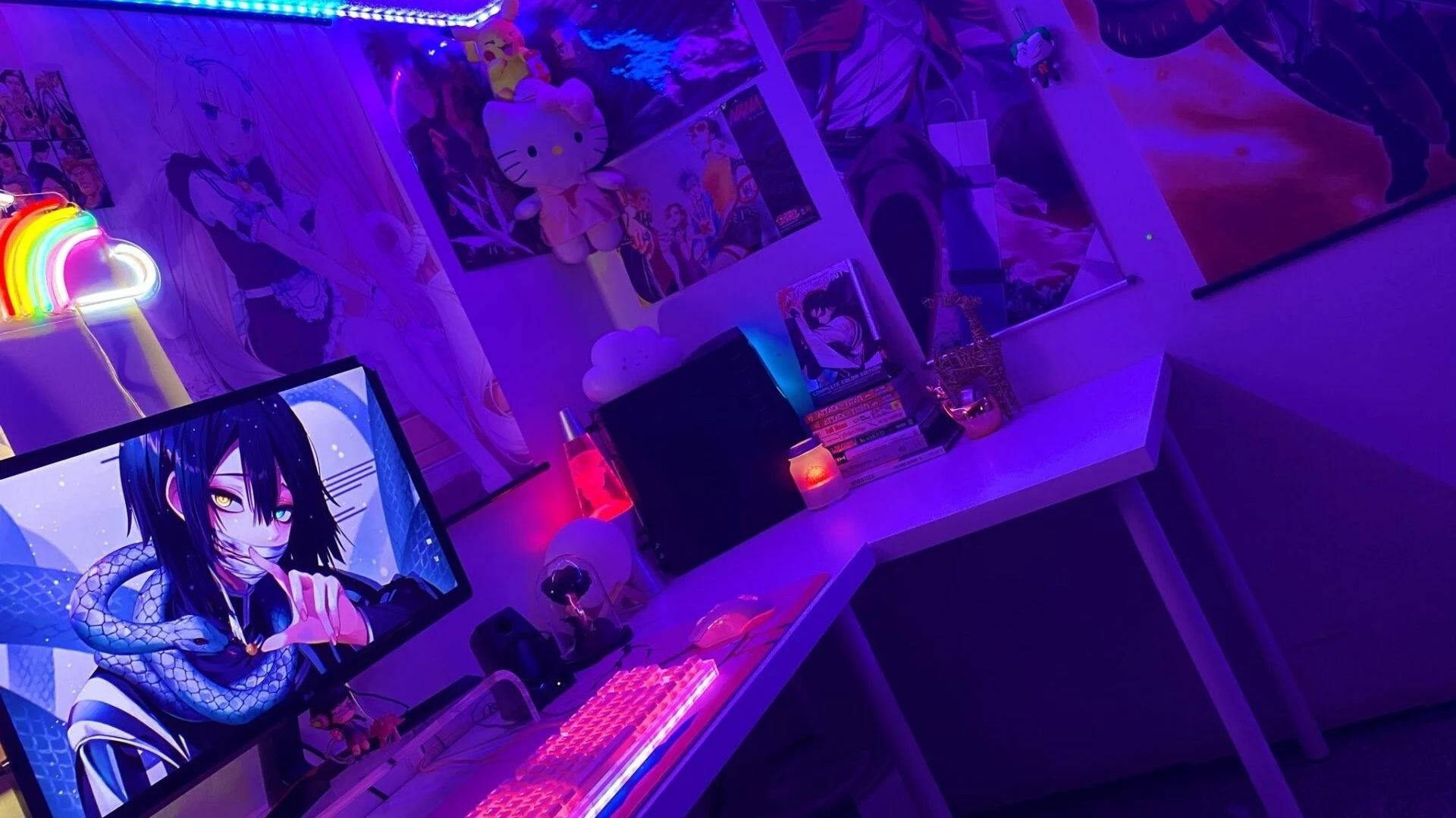 Аниме стая с LED осветление Тапет