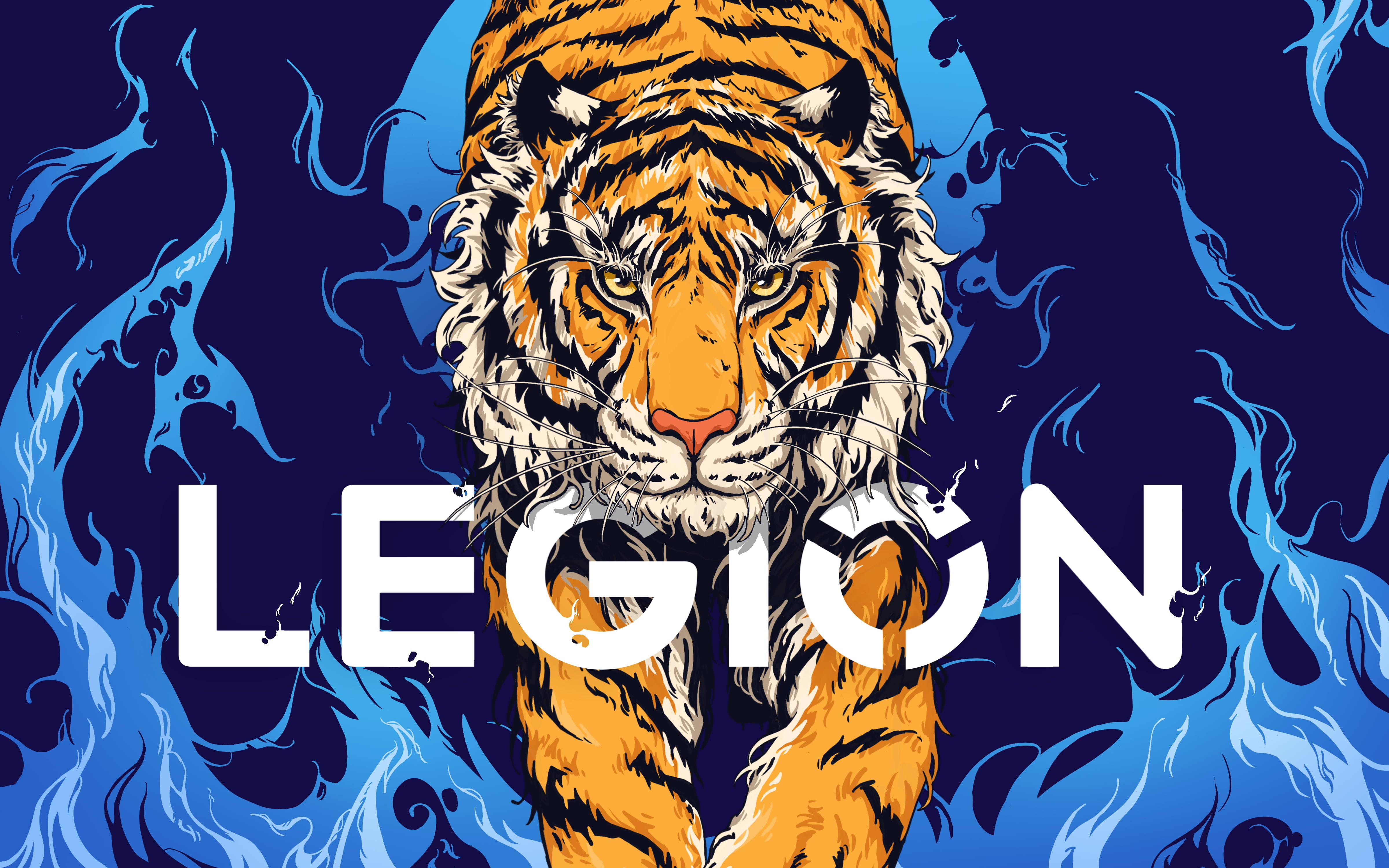 Lenovo Legion лаптоп за игри с тигър Тапет