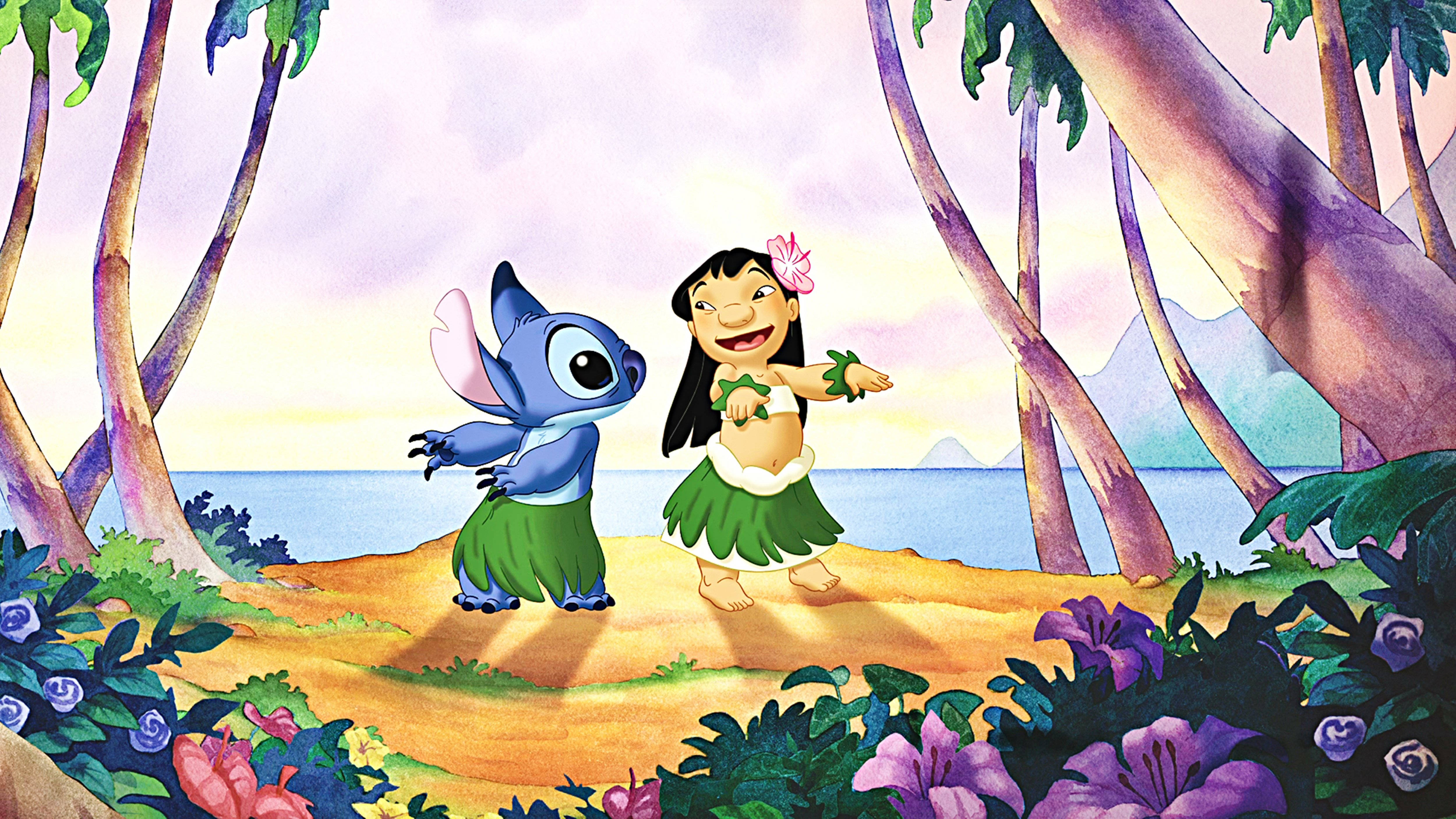 Lilo и Stitch изкуство Disney 4K ултра широк Тапет