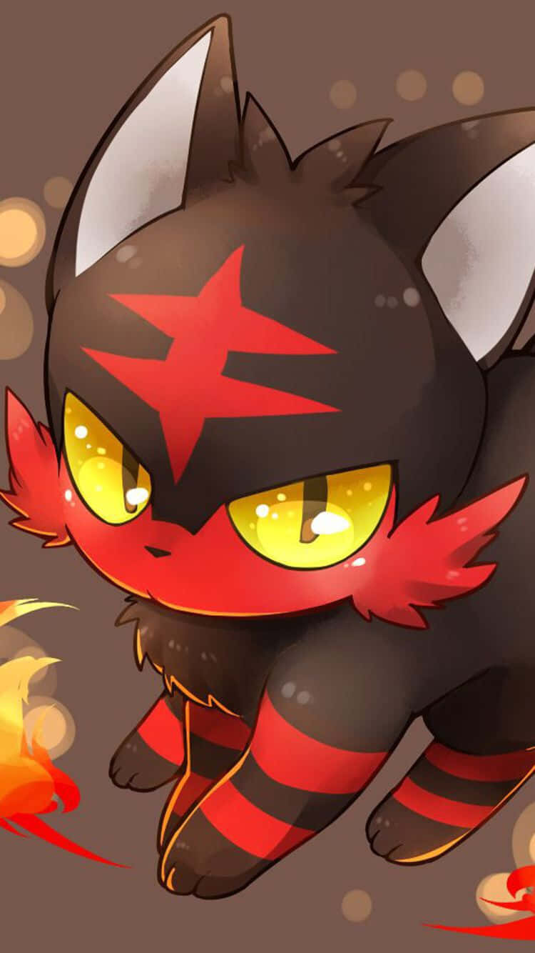 Litten върху кафяв фон Тапет