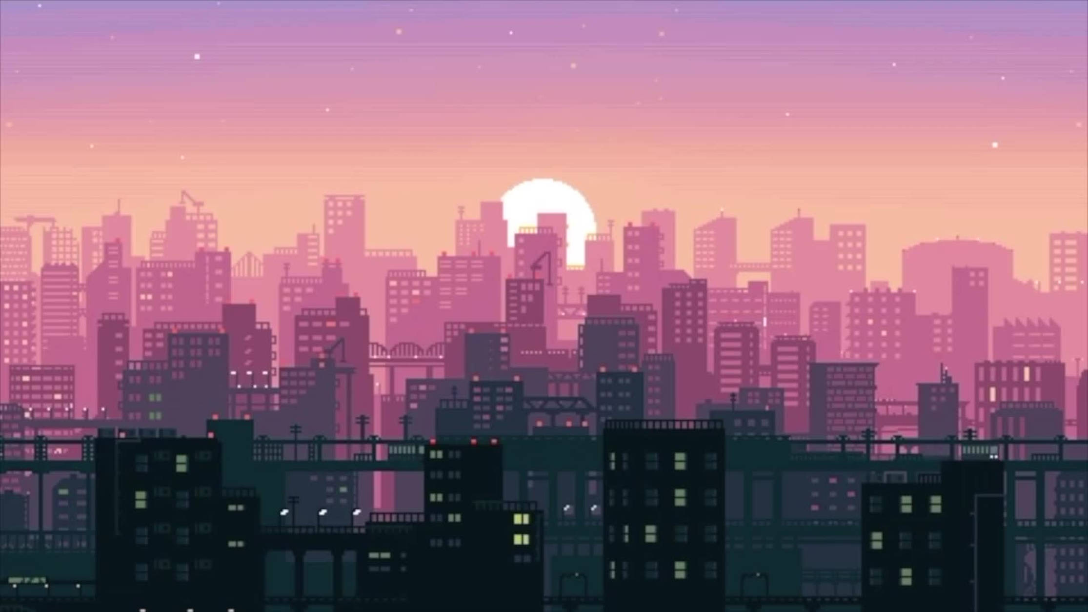 Lo Fi аниме високи сгради Тапет