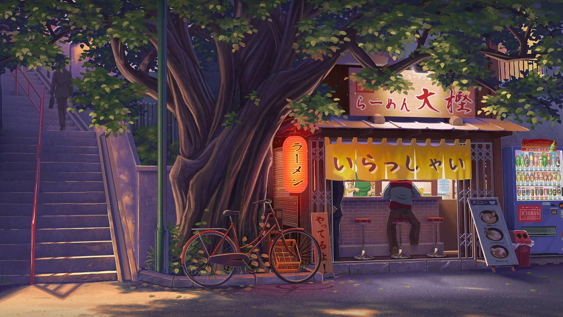 Lofi магазин за рамен Pinterest естетика Тапет