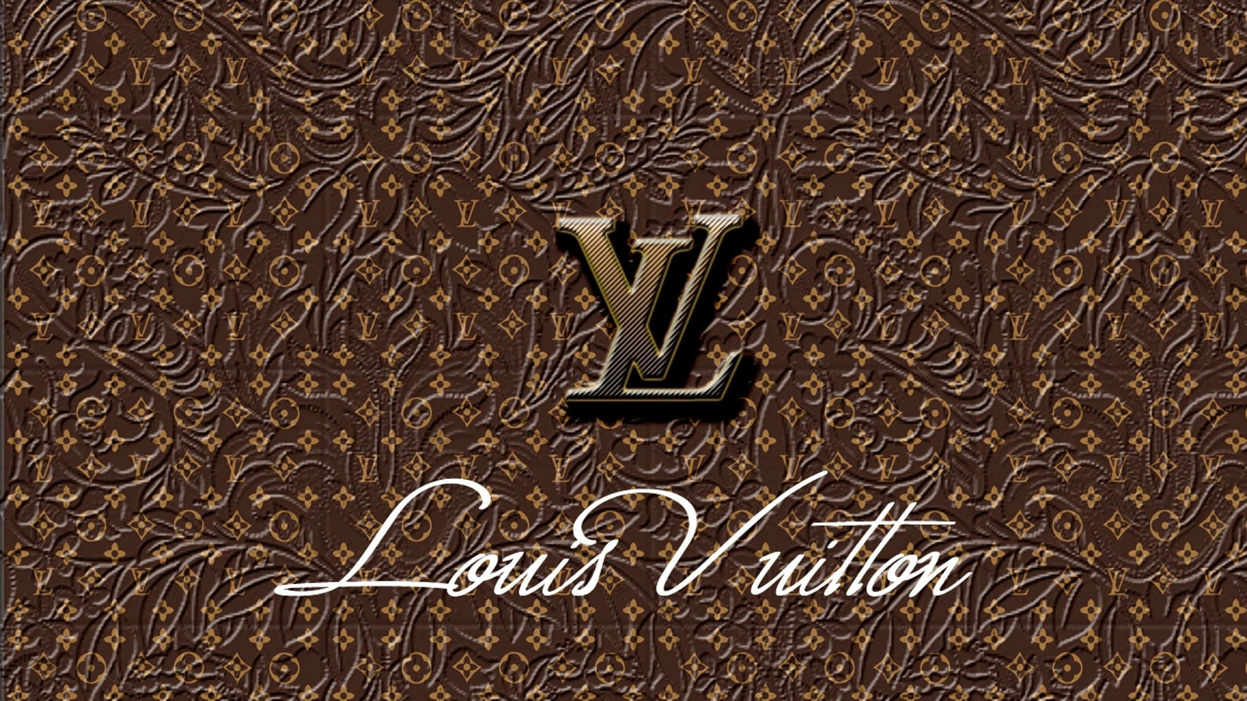 Louis Vuitton Logo Кафяви Листа Тапет
