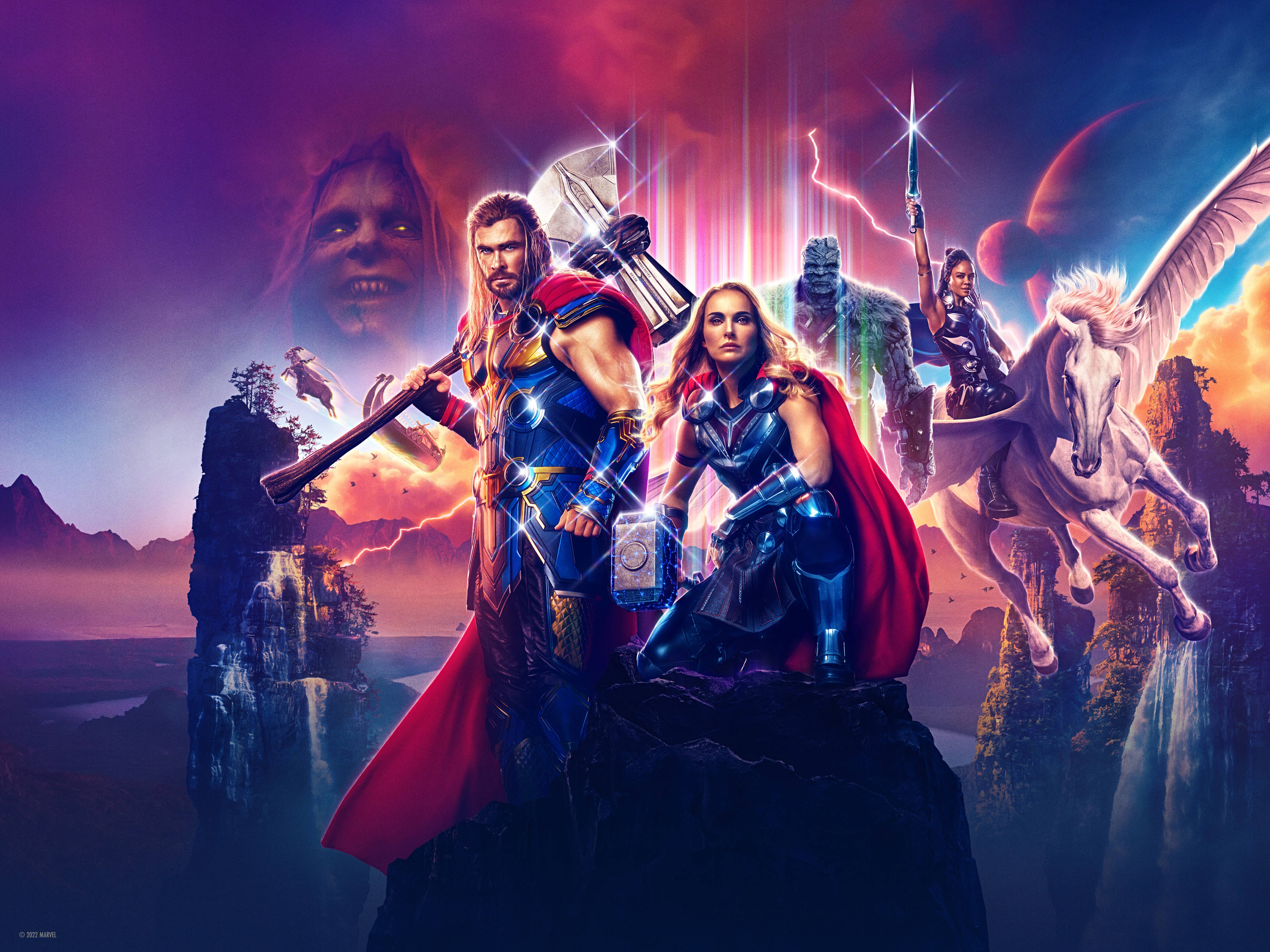 Драматичен ретро тапет Love and Thunder от Marvel за лаптоп Тапет