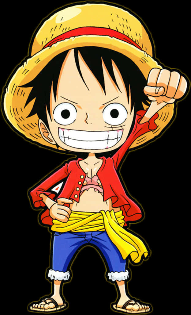 Luffy с шапка от слама в поза Тапет