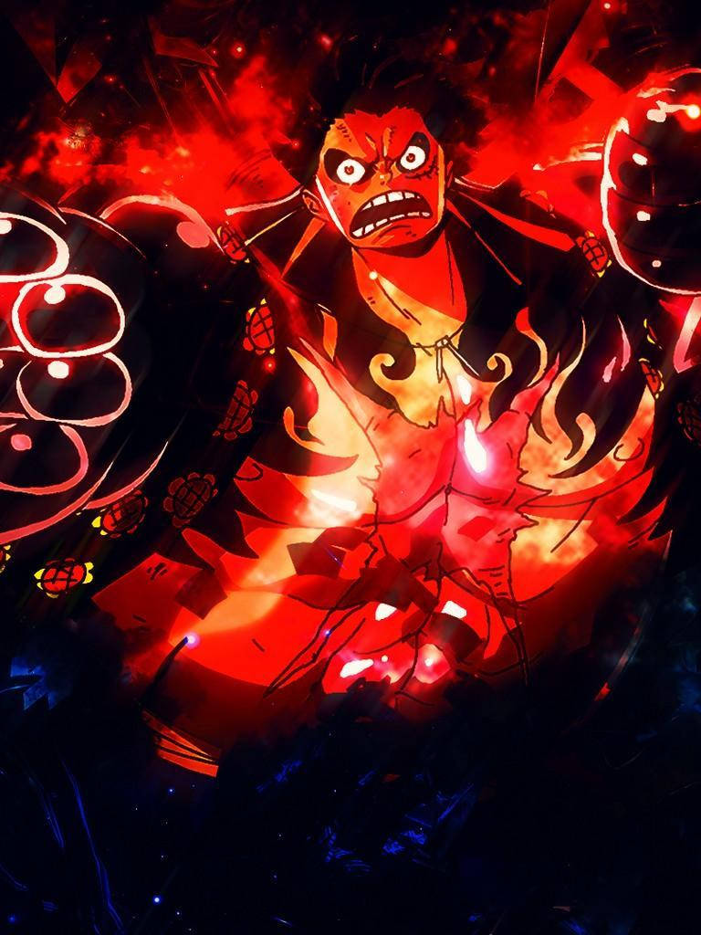 Luffy Gear 4 Пламъци Тапет