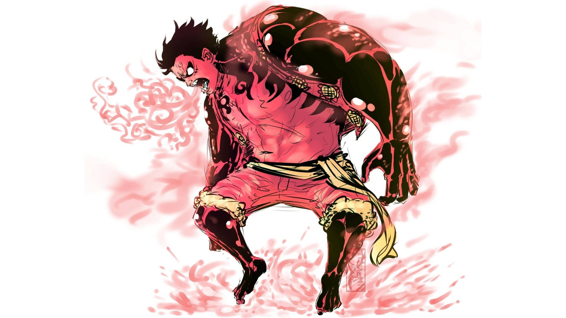 Luffy Gear 4 Червено Тяло Тапет