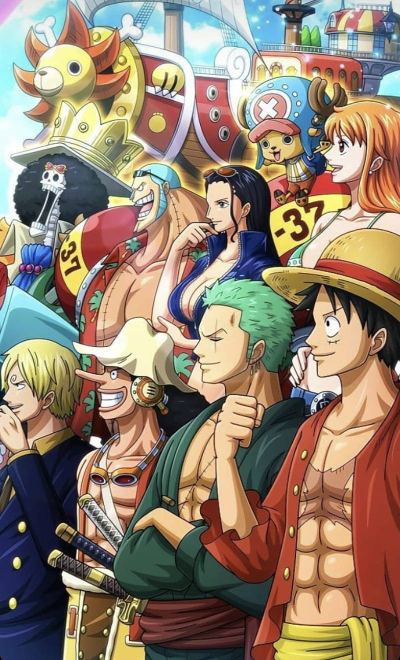 Luffy Zoro и целият актьорски състав на One Piece за мобилен телефон Тапет