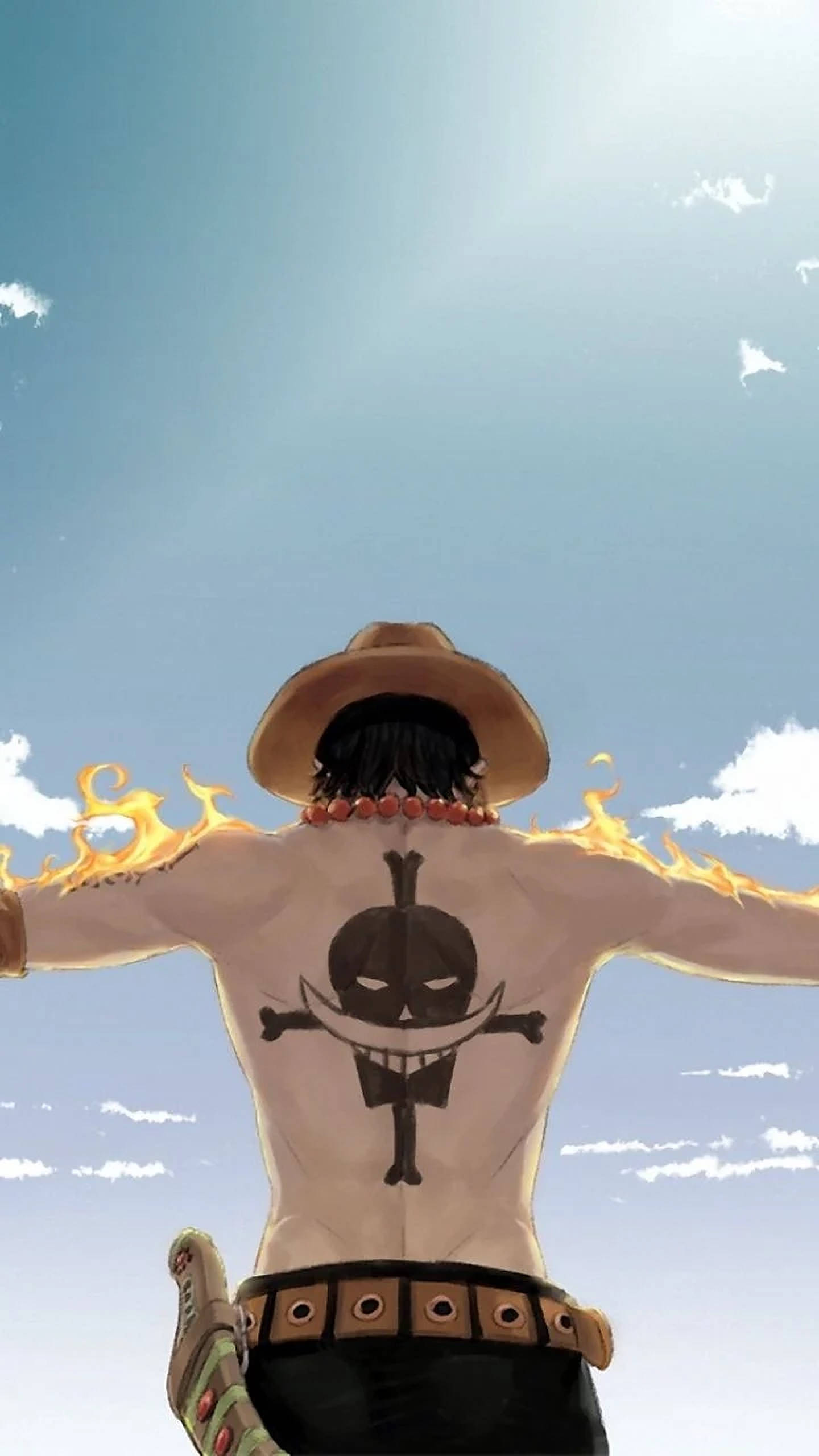 Luffy в огън One Piece за iPhone Тапет