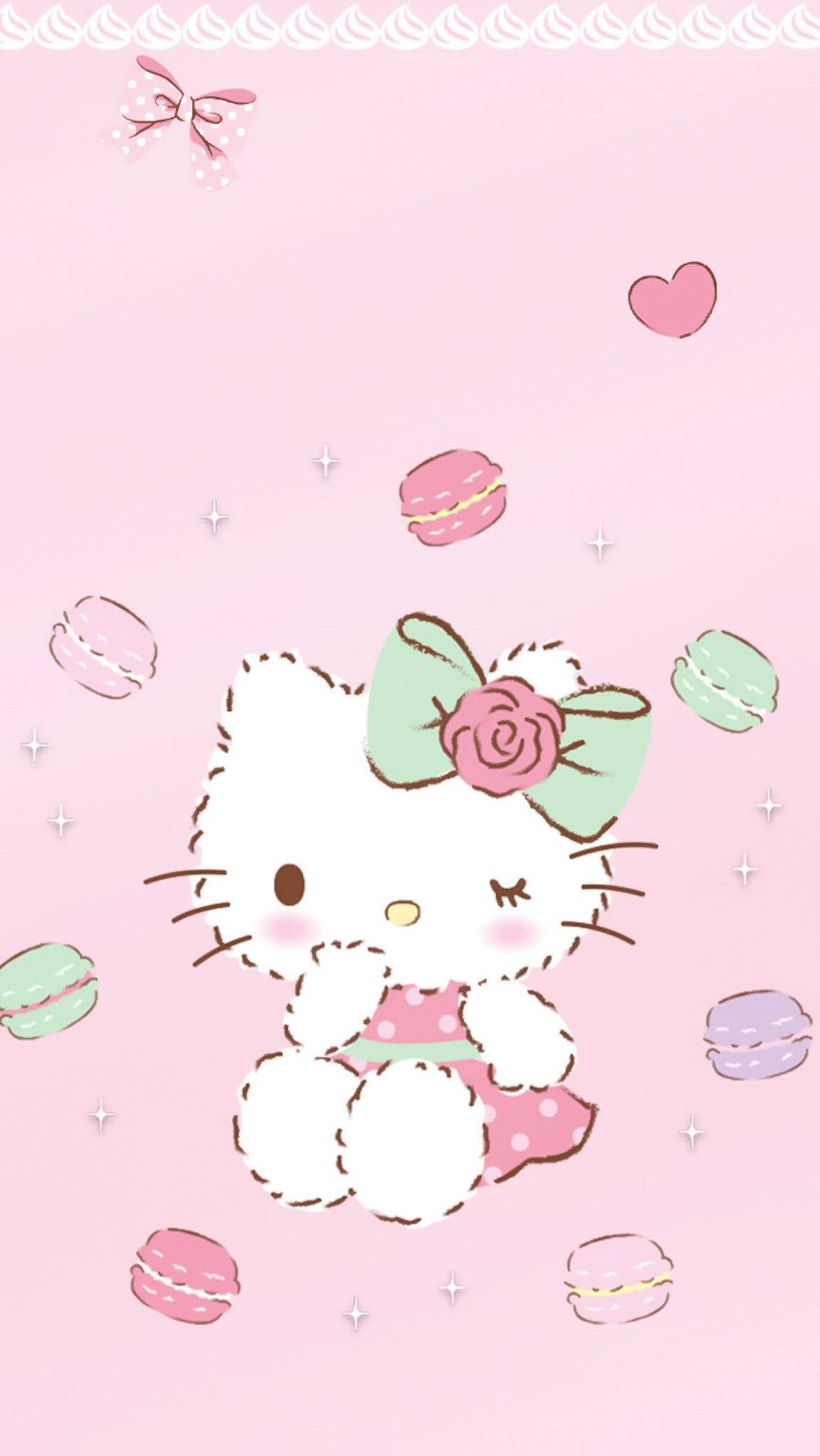 Macaroni и анимационен Hello Kitty PFP Тапет