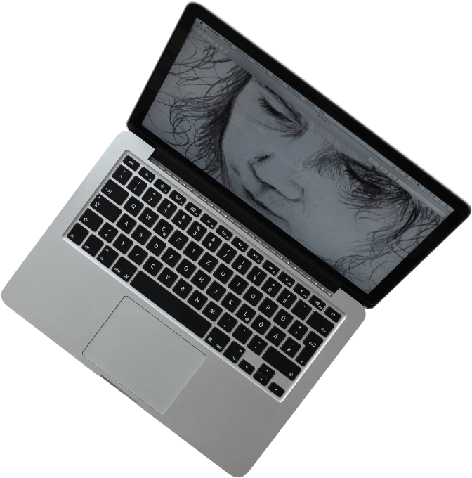 MacBook Pro с рисунком на екрана Тапет