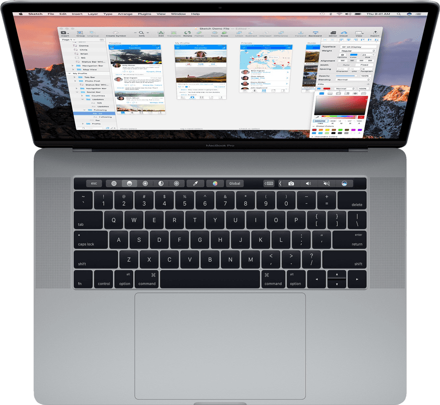 Отворен MacBook Pro с Touch Bar Тапет