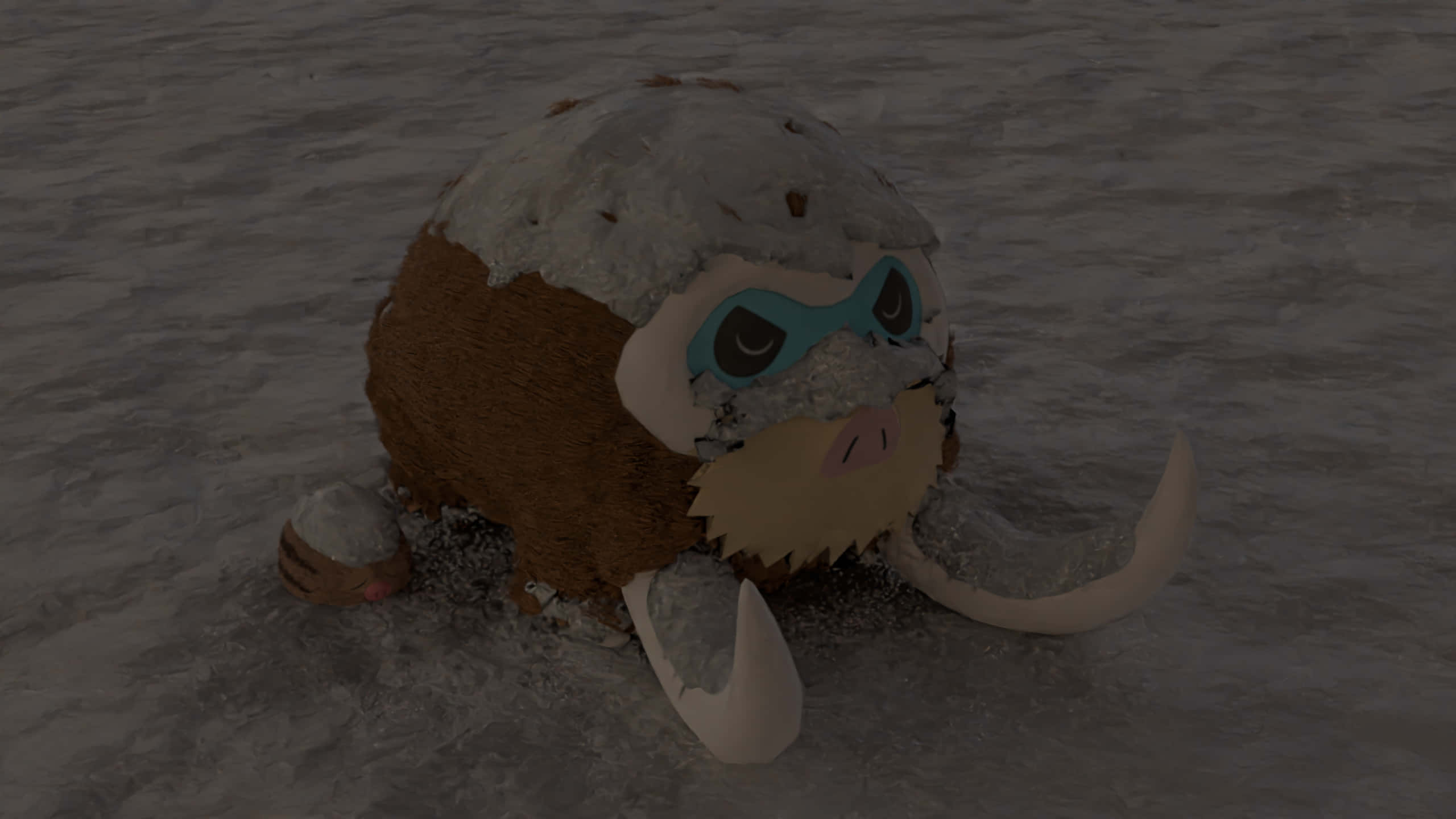 Mamoswine Pokemon на пясък тъмно изображение Тапет