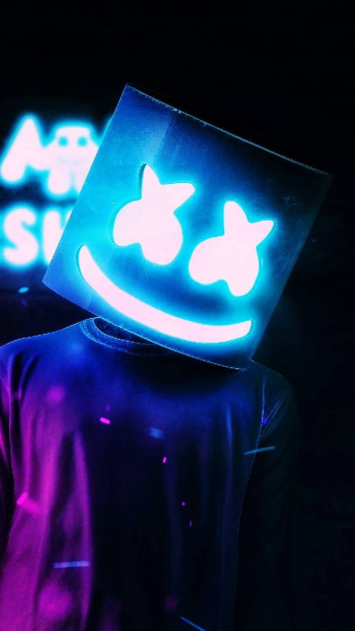 Черен неонов шлем на Marshmello Тапет