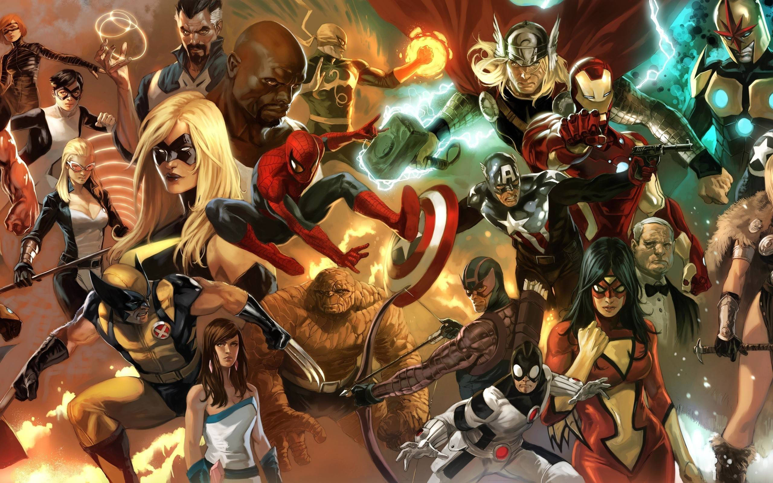 „Обединете Marvel супергероите, за да спасят света!“ Тапет
