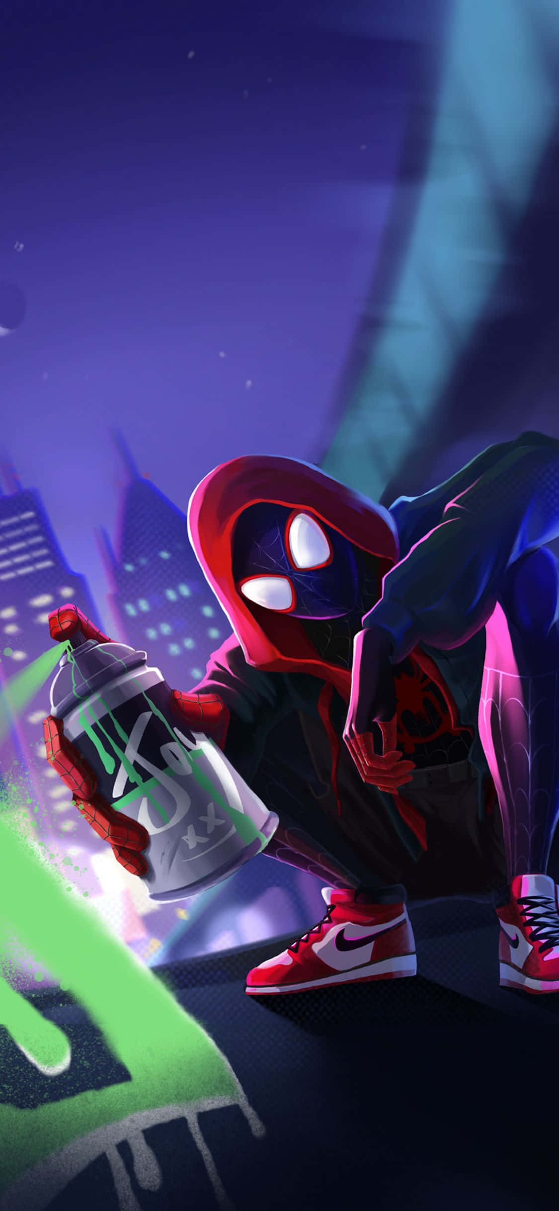 Графити Marvel Spider Man Miles Morales iPhone Тапет