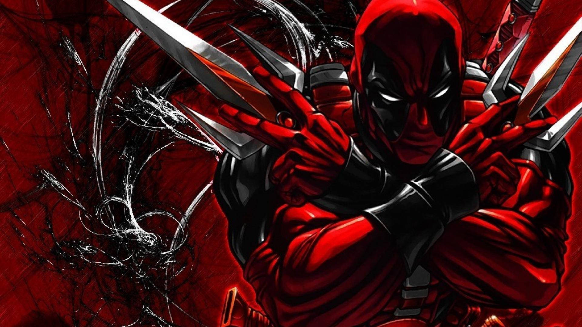 Екшън портрет на Marvel Дедпул Тапет