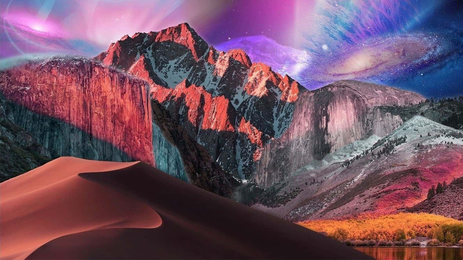 Mashup планини macOS MacBook по подразбиране Тапет