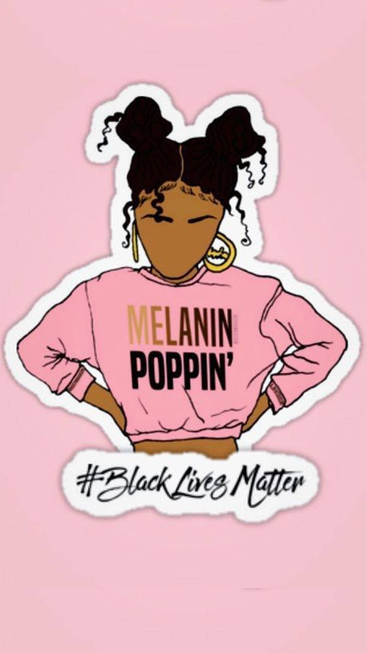 Чернокожа красавица с пуловер "Melanin poppin" Тапет