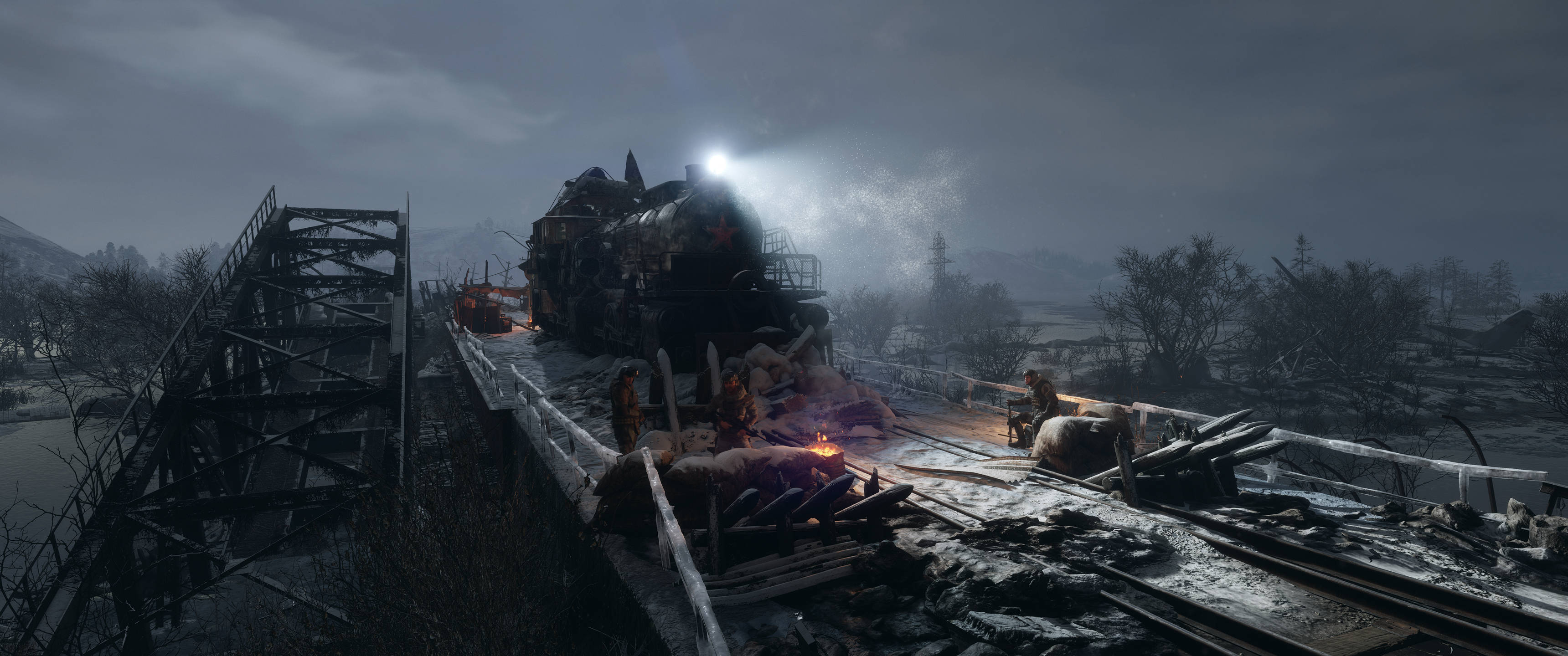 Metro Exodus Разрушен мост 3440x1440 Тапет