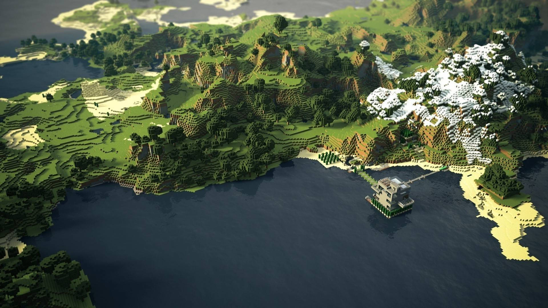 Изглед към горски биом в Minecraft Тапет