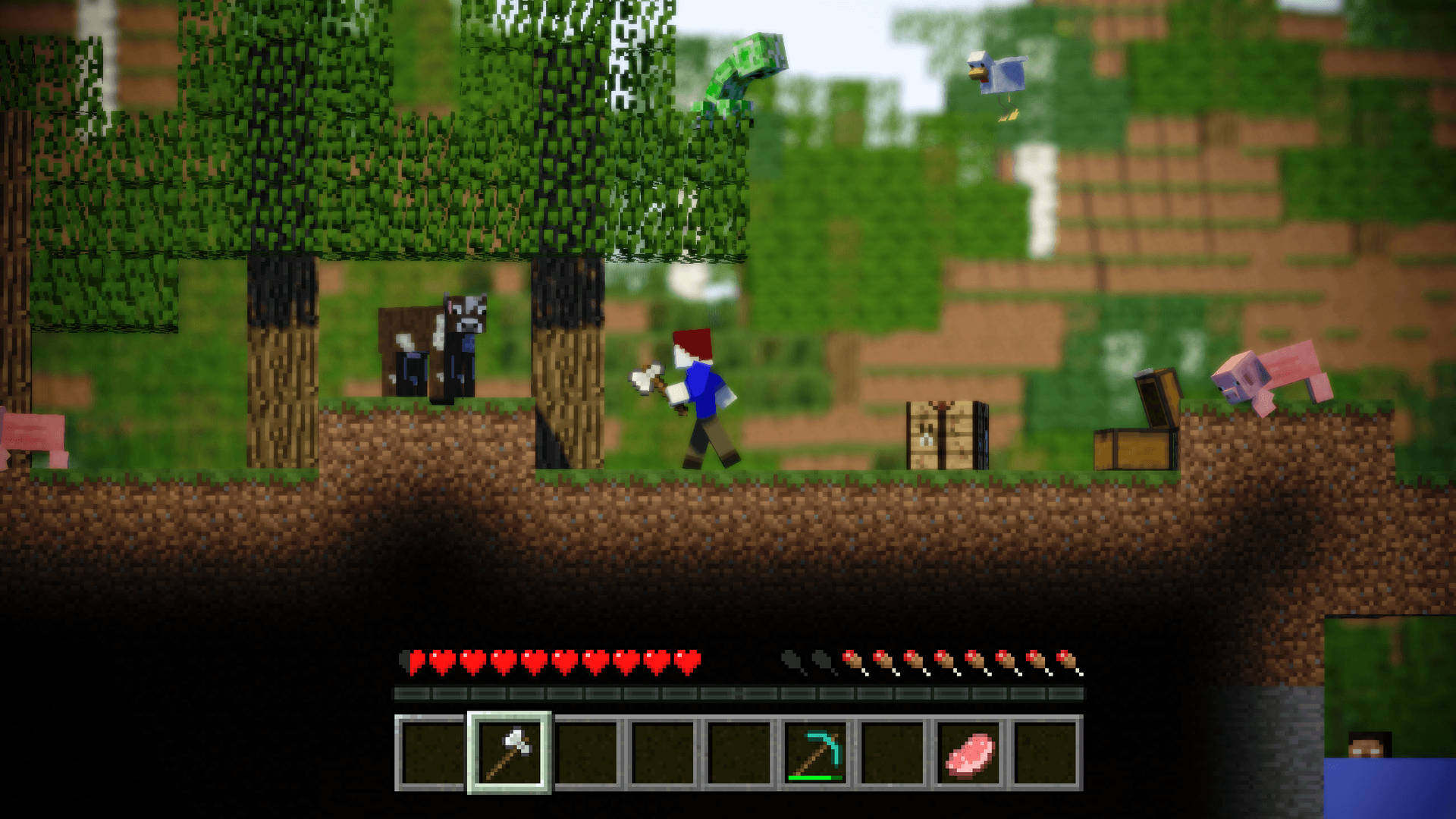 тапет Minecraft герой в 3D графична игра среда