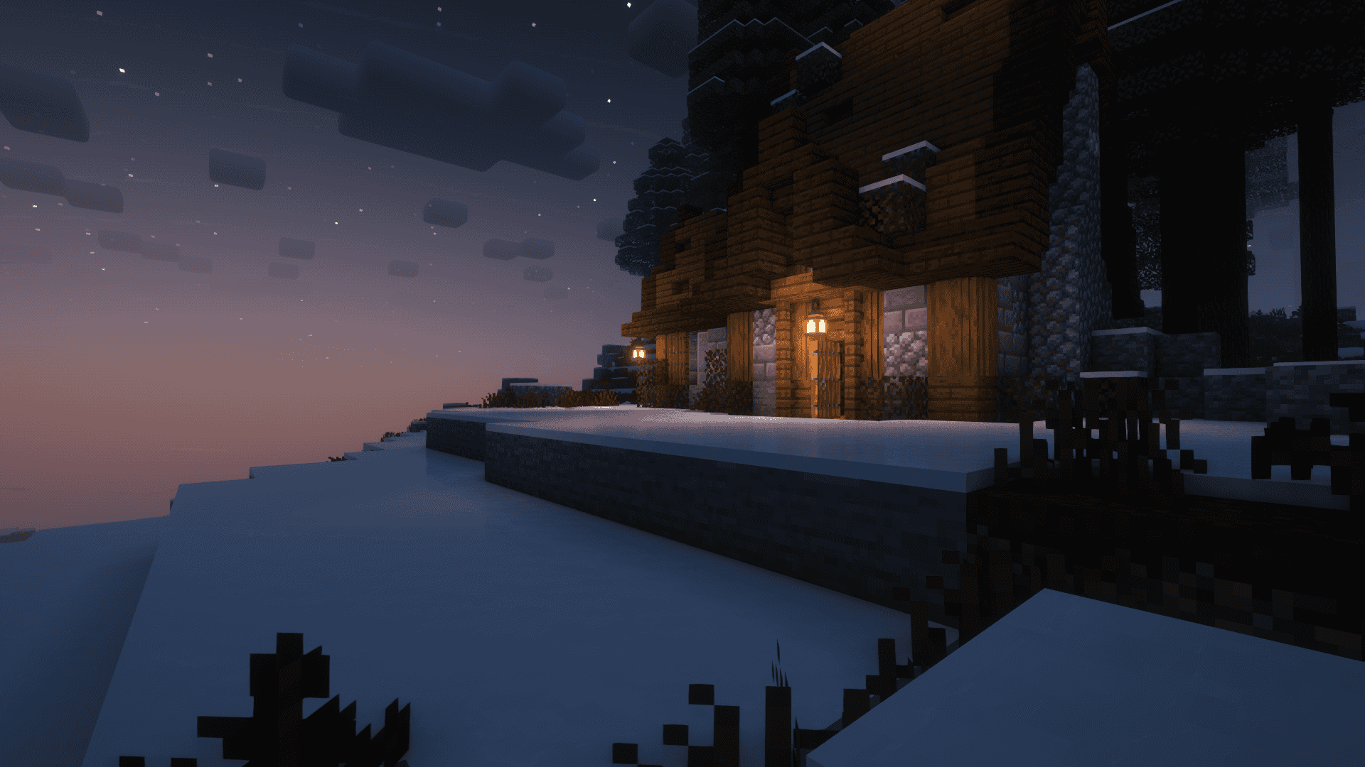 Снежна колиба в Minecraft Тапет