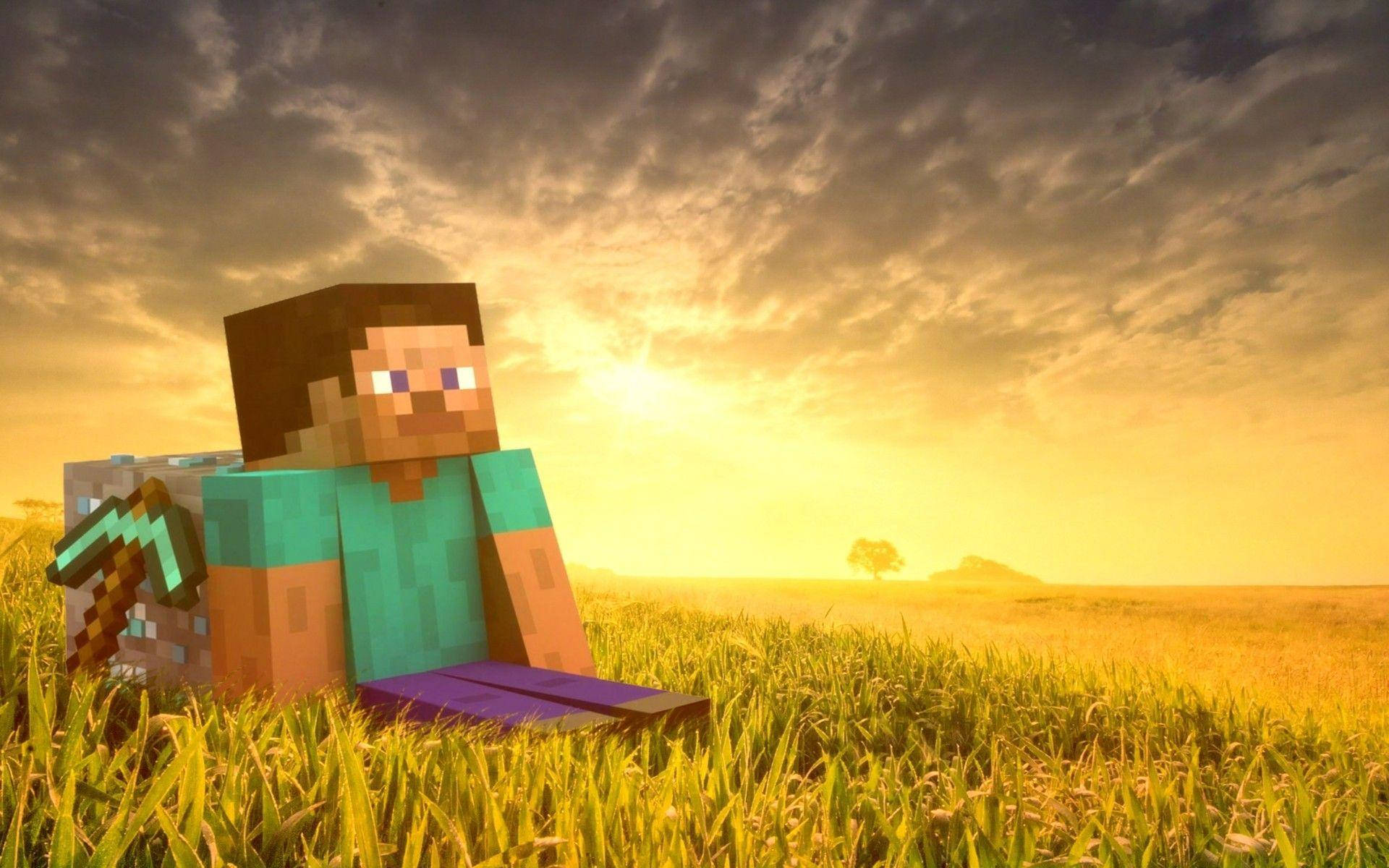 Изследвайте радостите на нов свят с Minecraft Стив Тапет