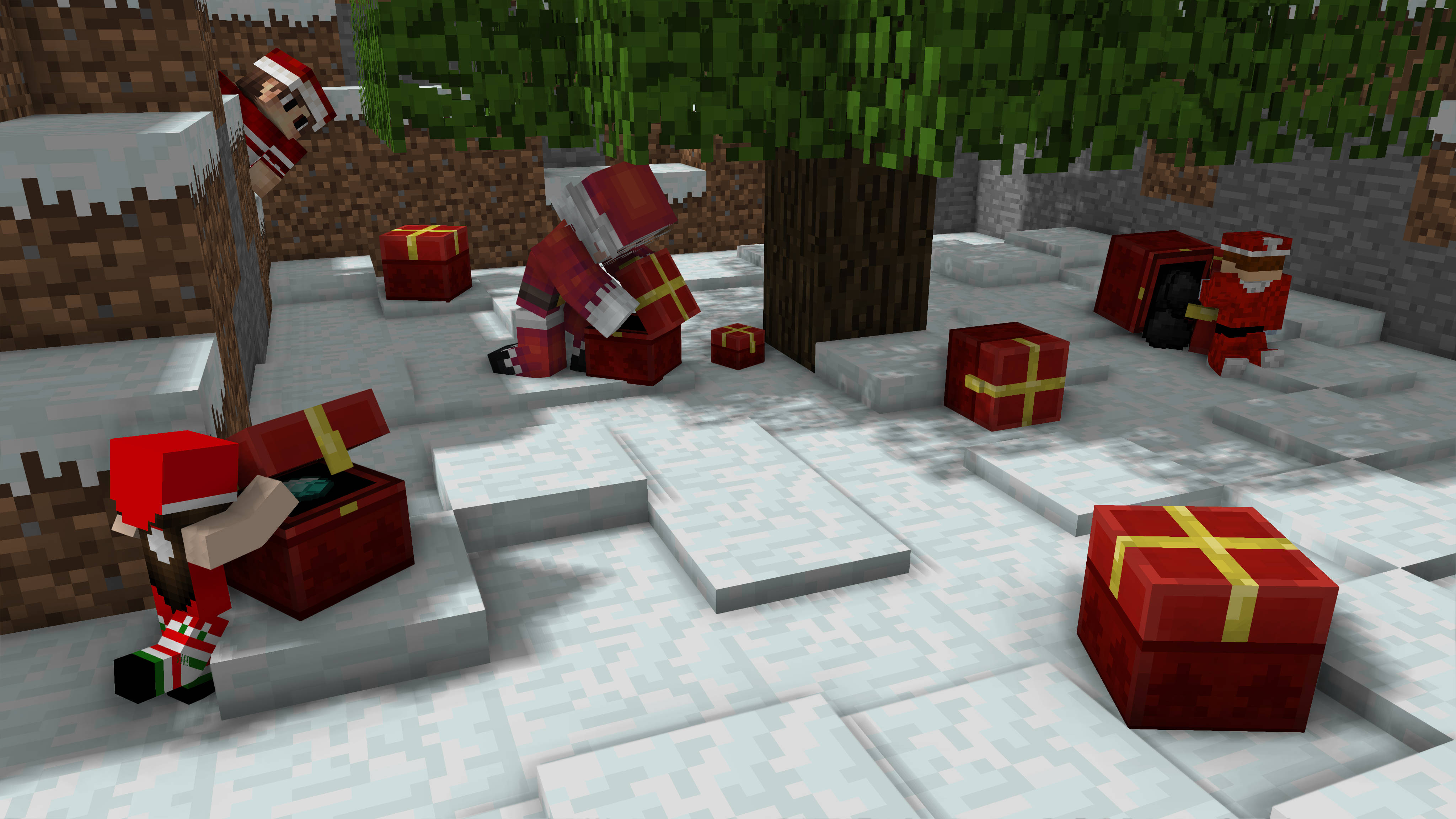 Подвижна Minecraft Весела Коледа Тапет