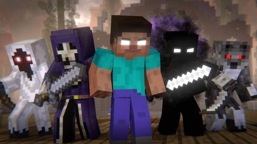 Minecraft Herobrine с чудовища и същност Тапет