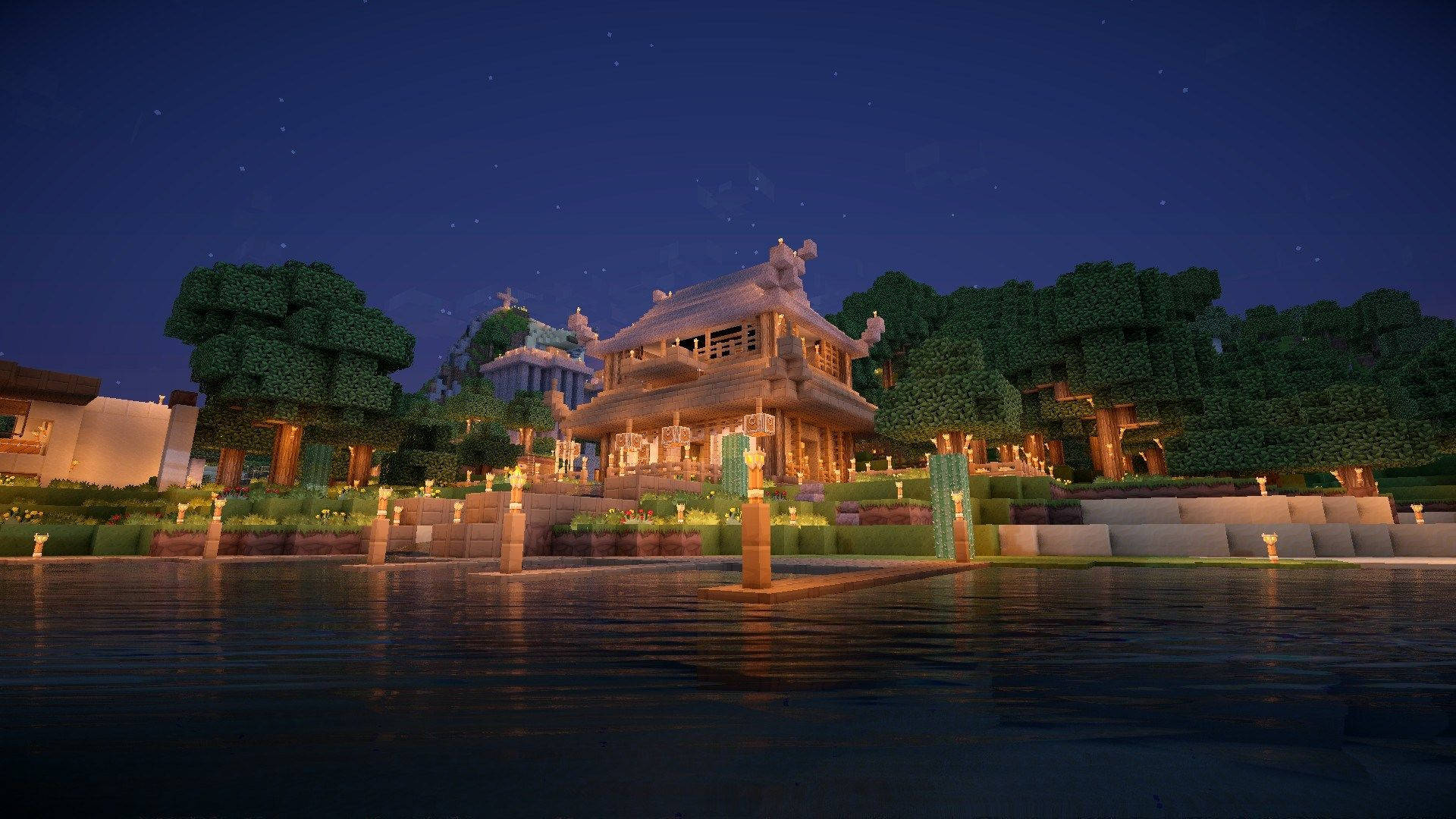 Minecraft PC Традиционна японска къща Тапет
