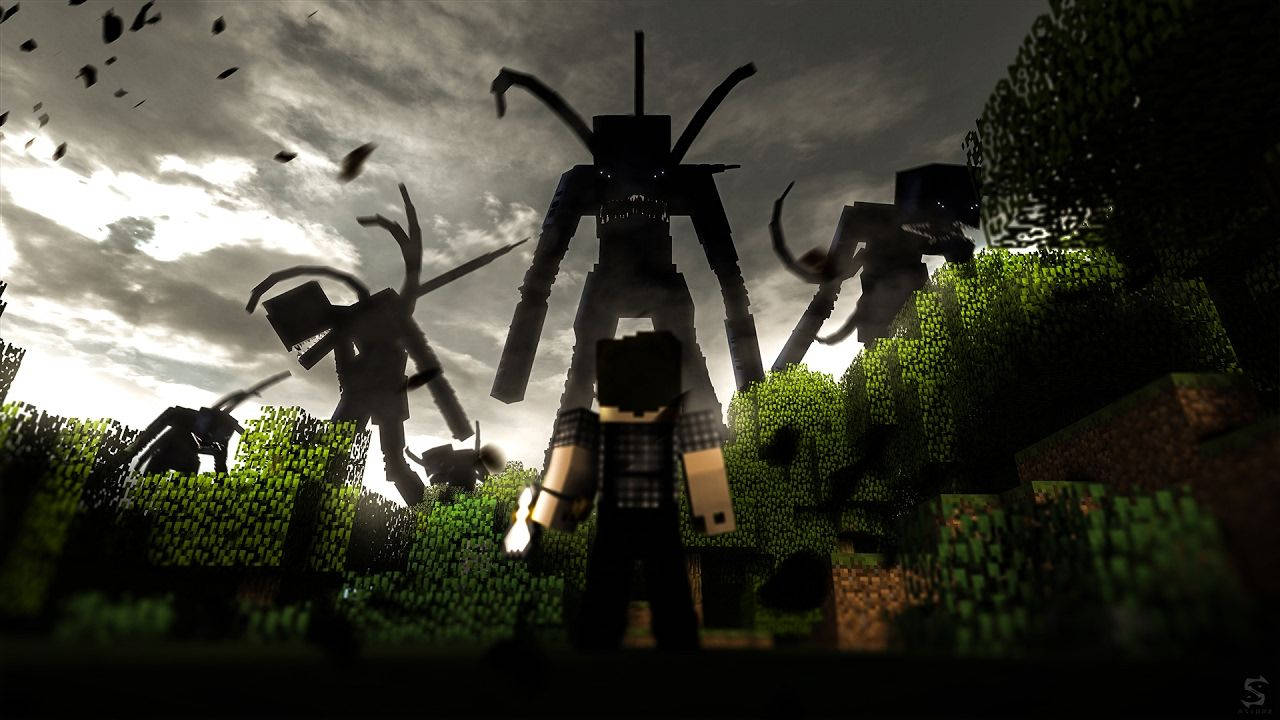 Покварените роби яздят в битка в Minecraft Тапет