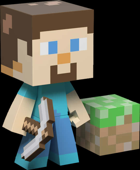 Minecraft: Стив с кирка и блок Тапет
