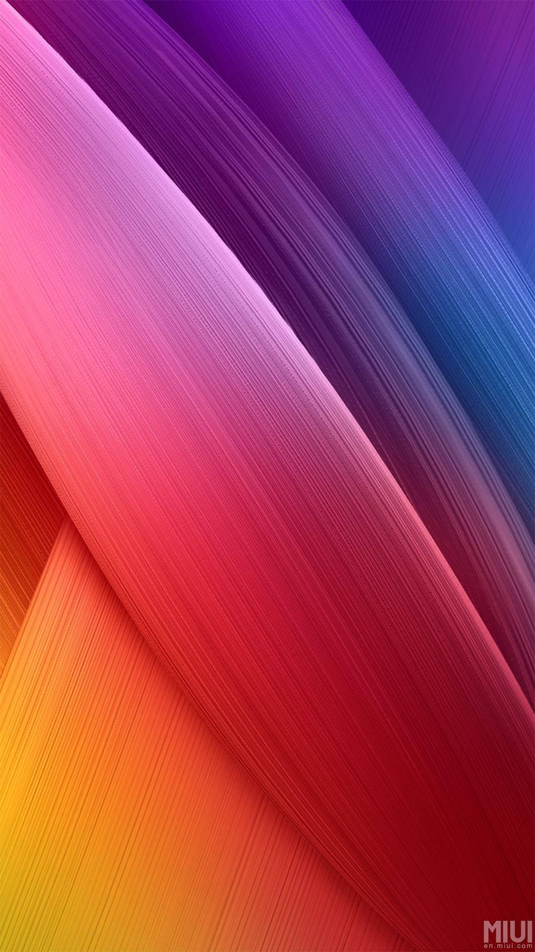 Сияещ MIUI тапет с лилави, оранжеви и червени ивици Тапет