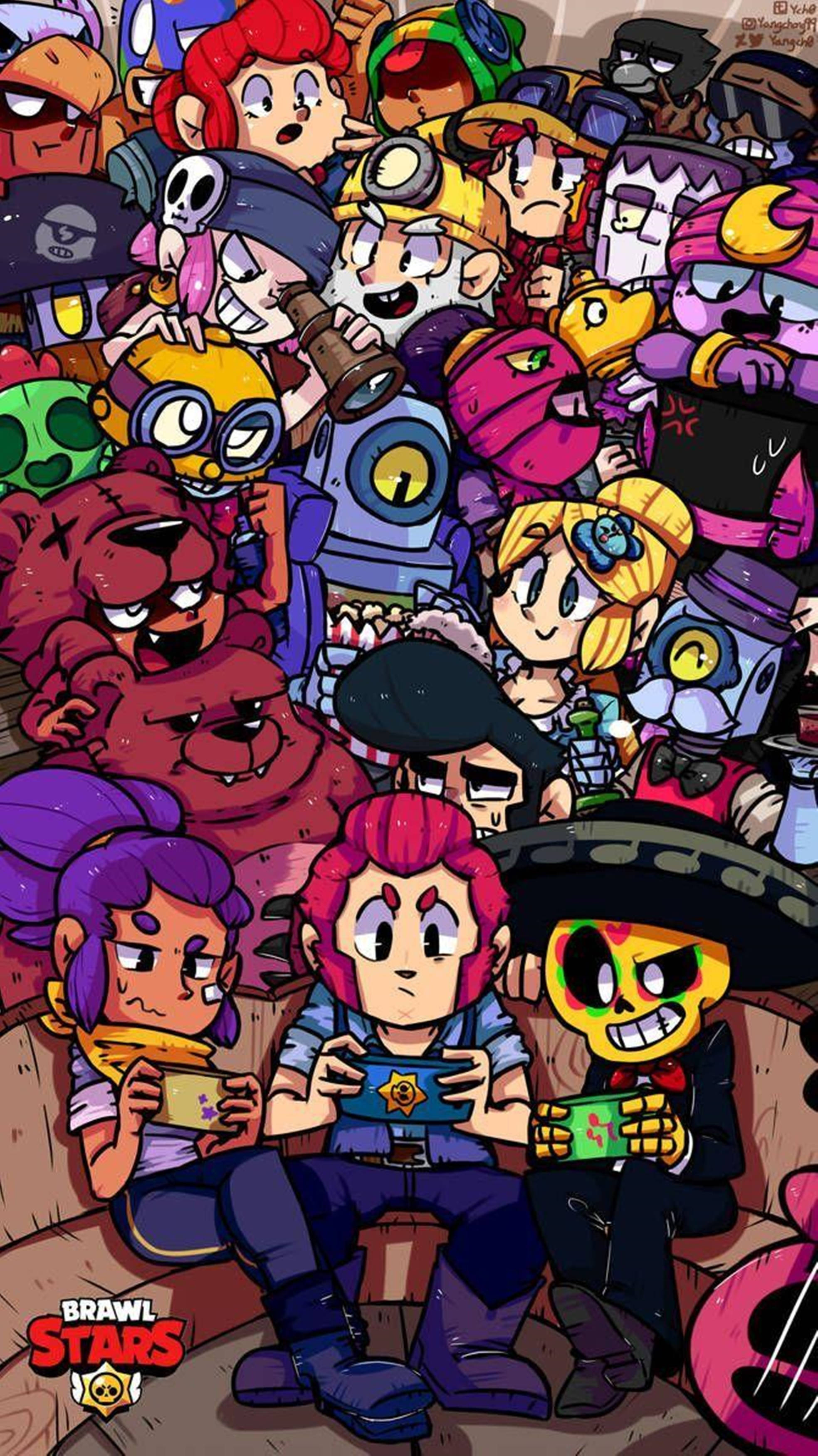 Забавни герои от MOBA играта Brawl Stars 4K Тапет