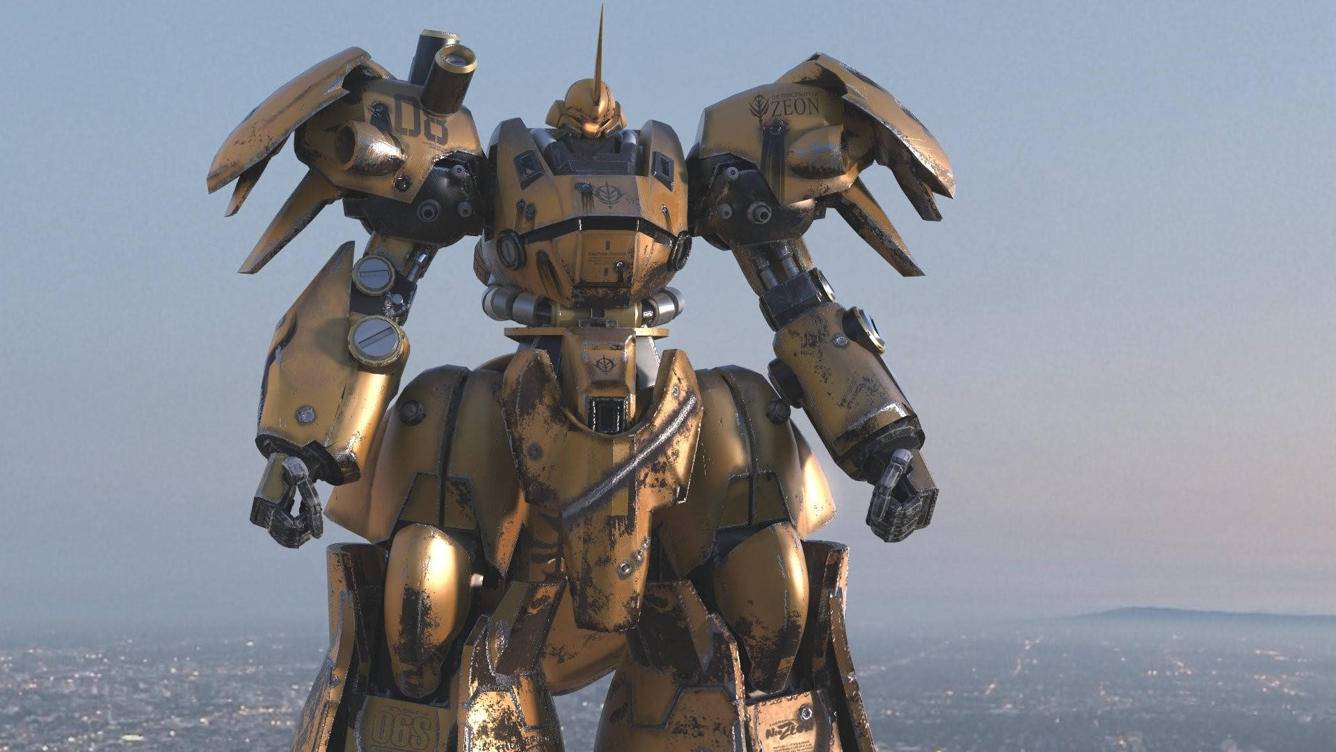 Жълт робот от Mobile Suit Gundam Тапет