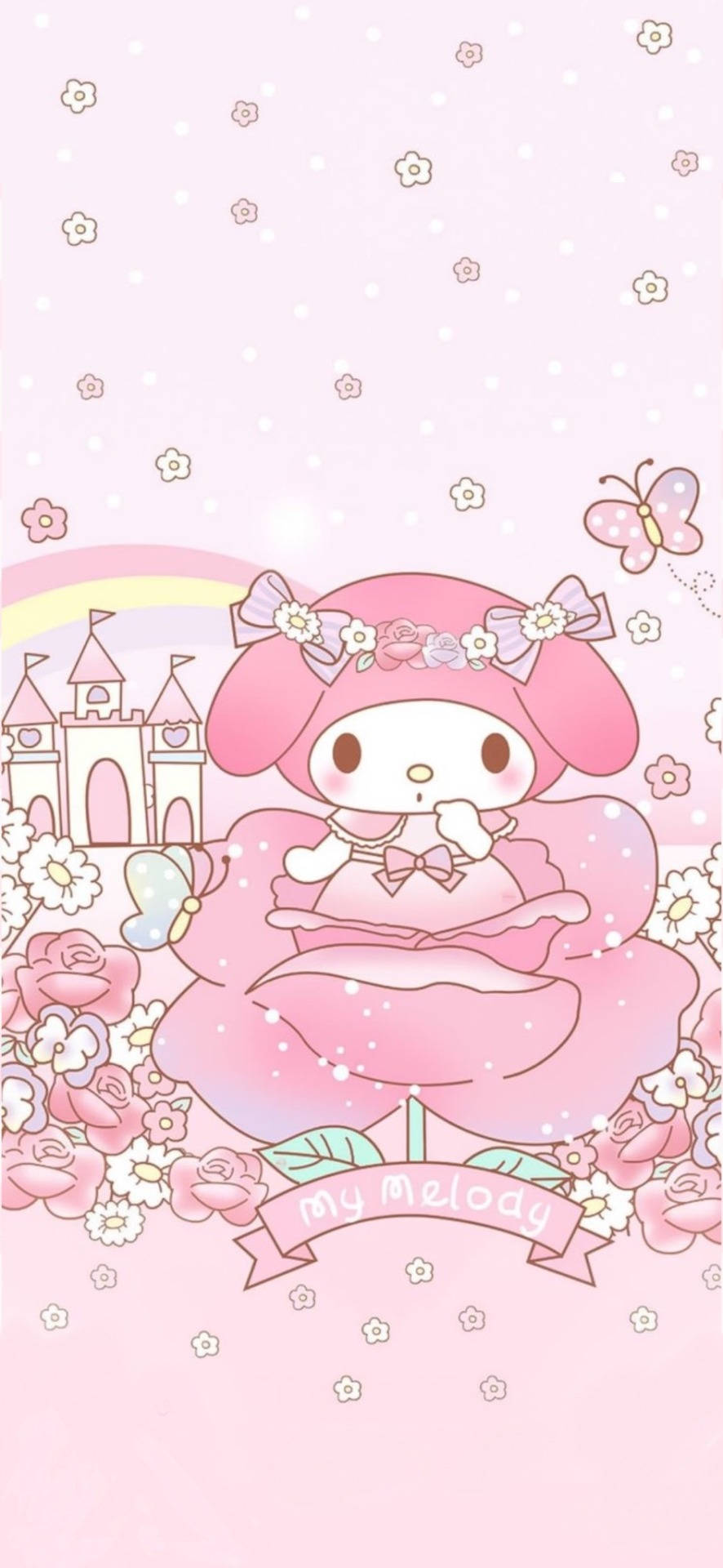 My Melody И Розов Цветок Тапет