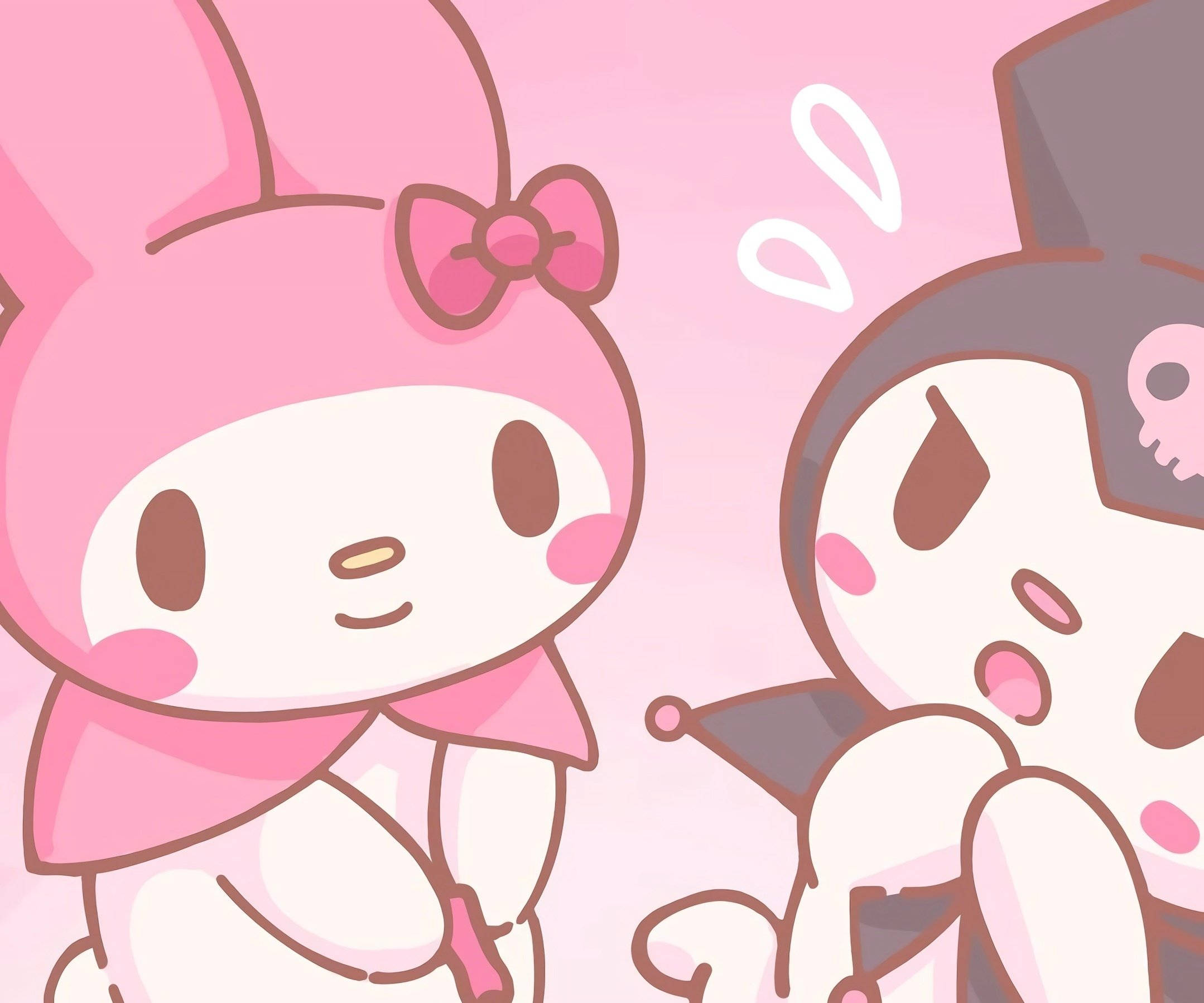 My Melody и Kuromi на розов фон PFP Тапет