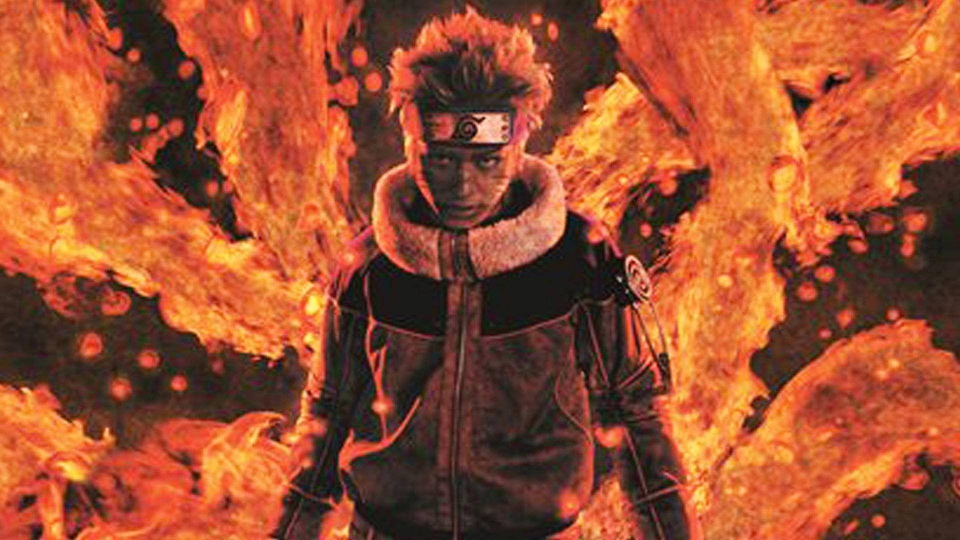 Naruto на живо с пламтящи опашки Тапет