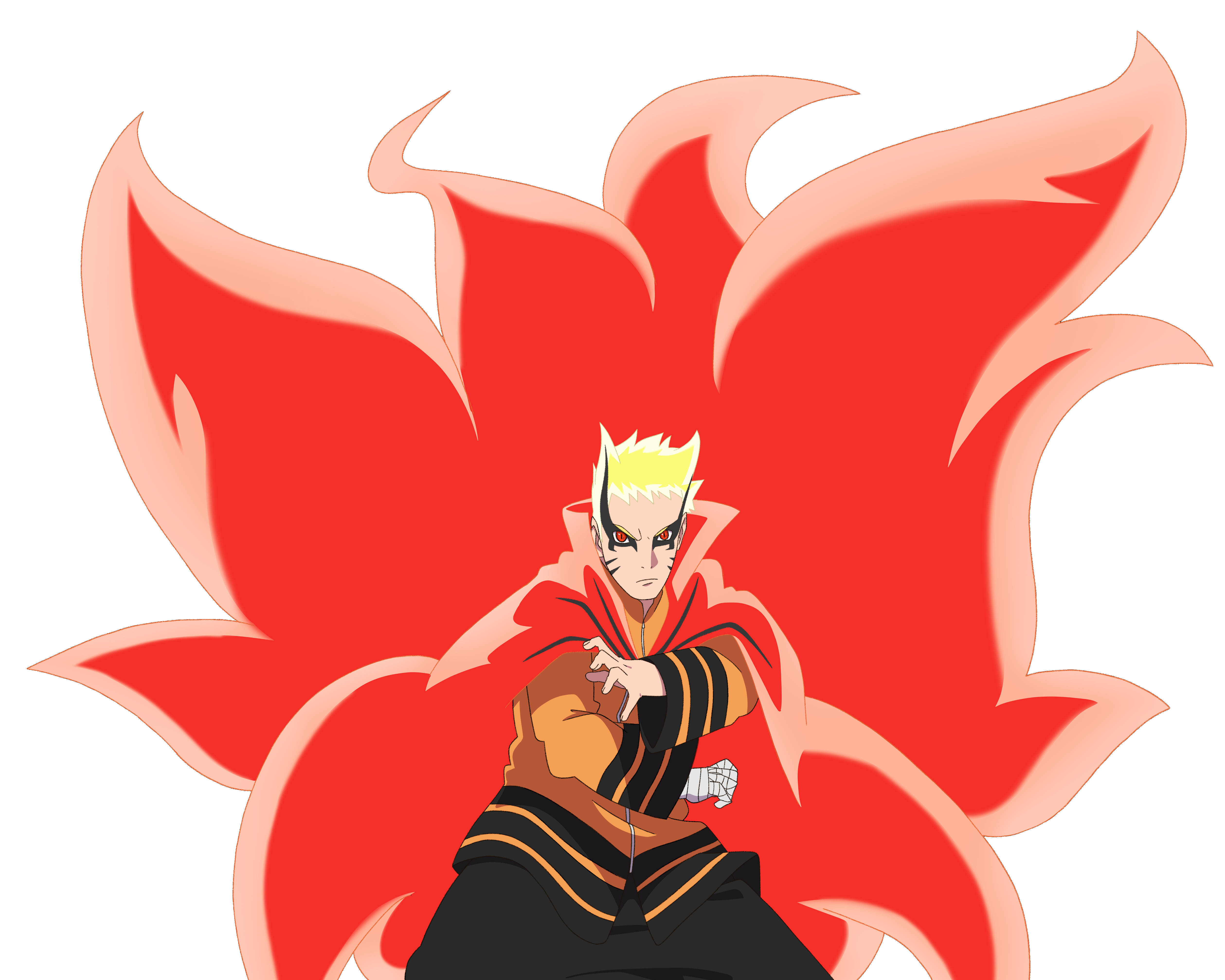 Naruto Baryon Mode бял фон Тапет