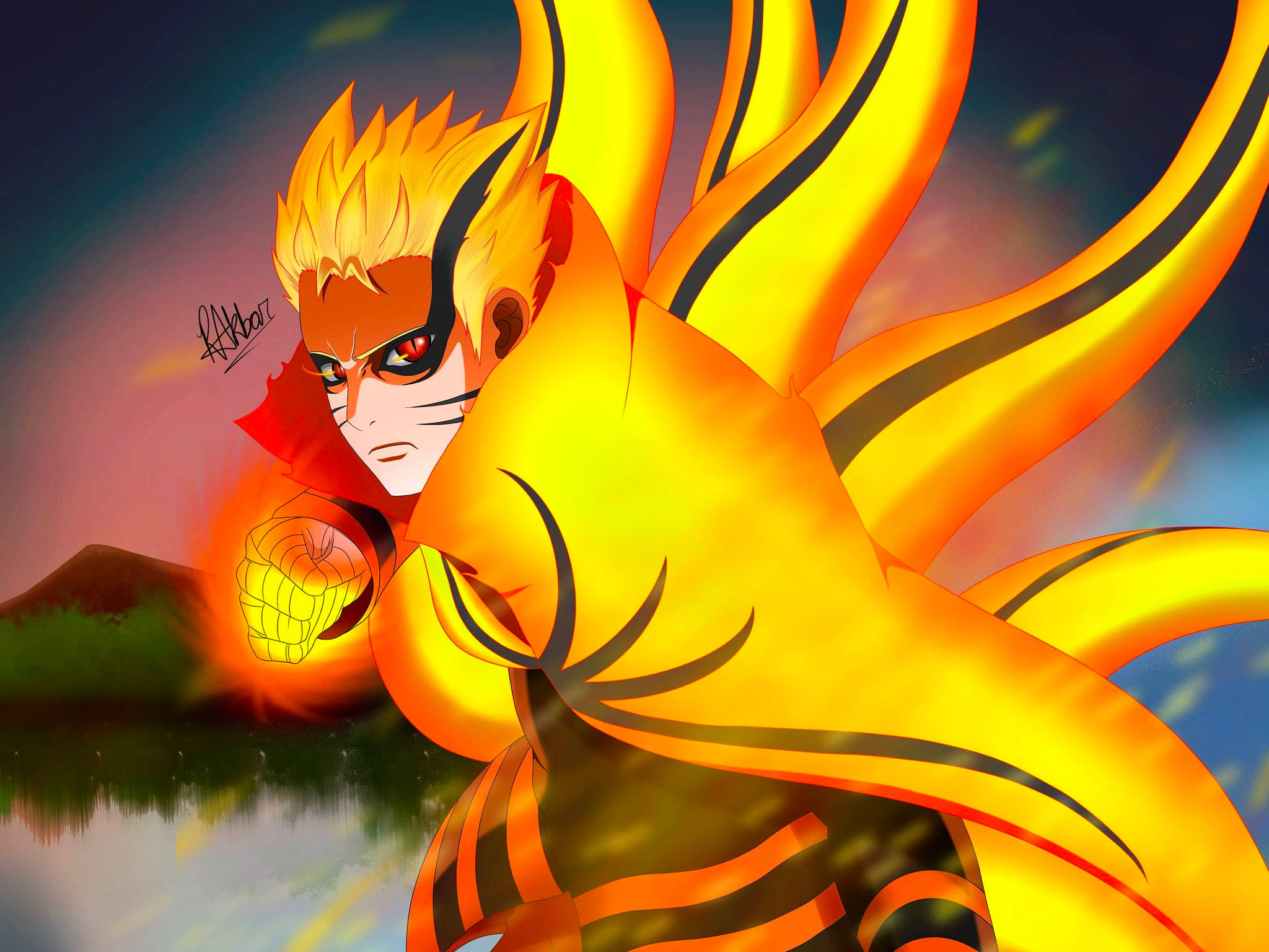Naruto крайна форма девети опашки юмрук арт Тапет