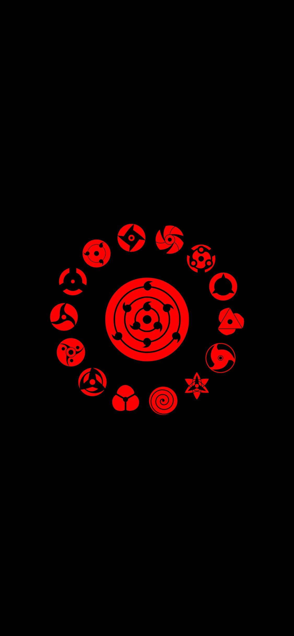 Naruto Sharingan символи iPhone Тапет