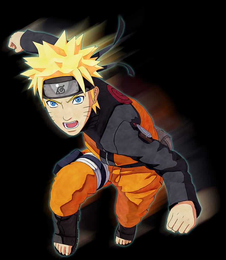 Naruto Uzumaki в динамична поза Тапет