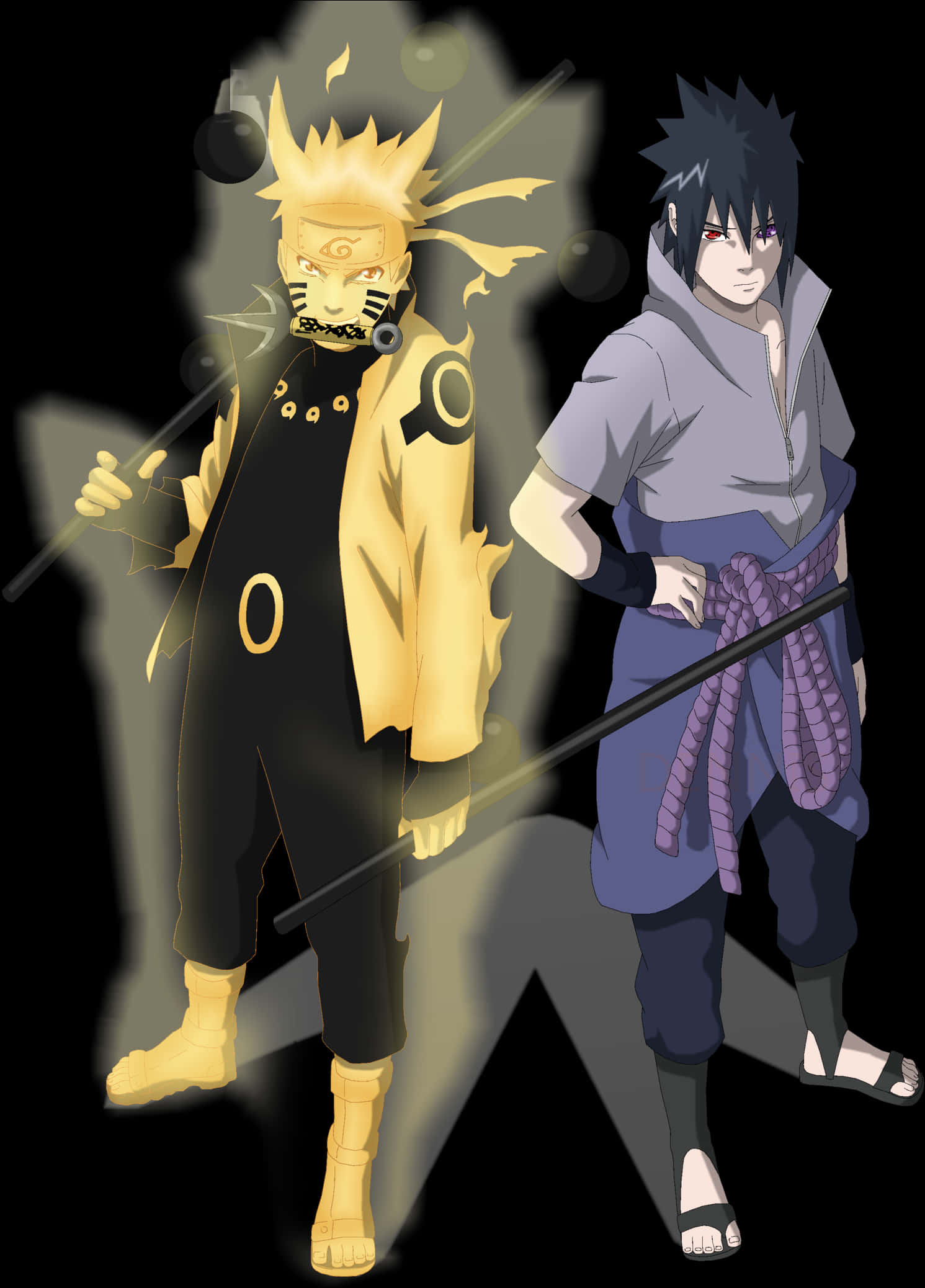 Naruto и Саске аниме илюстрация Тапет