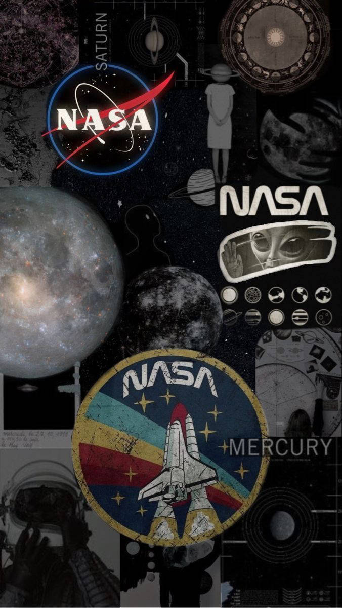 Естетична колаж на NASA за iPhone Тапет