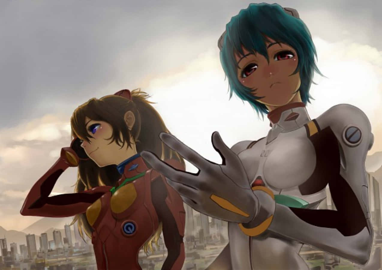 Шинджи Икари и Рей Аянами в Neon Genesis Evangelion Тапет