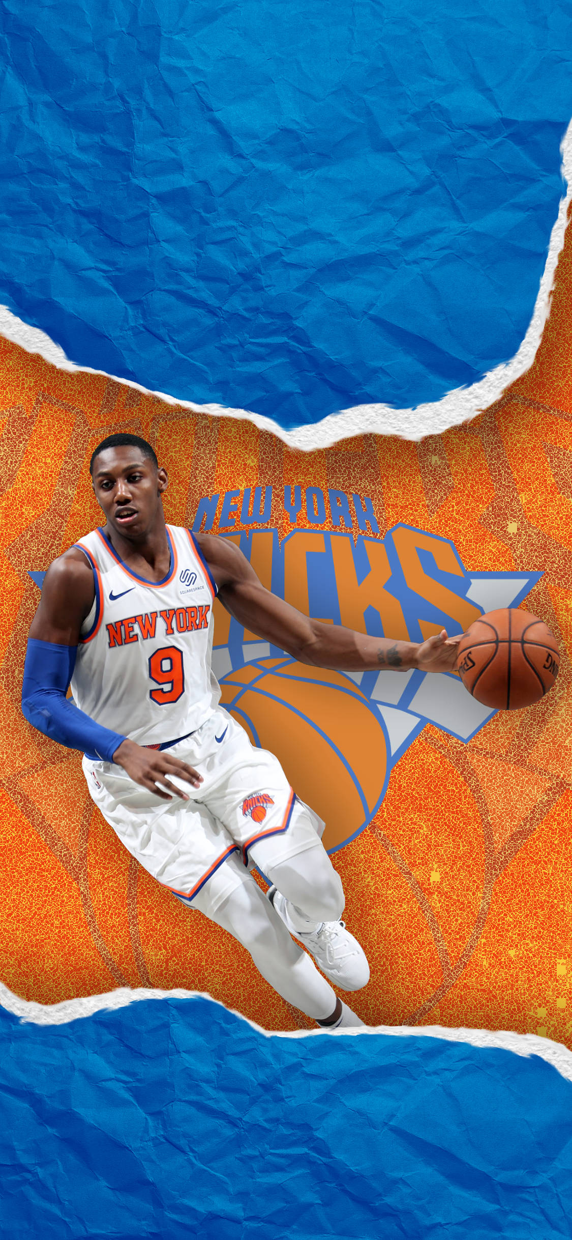 New York Knicks Orange Blue Logo Тапет